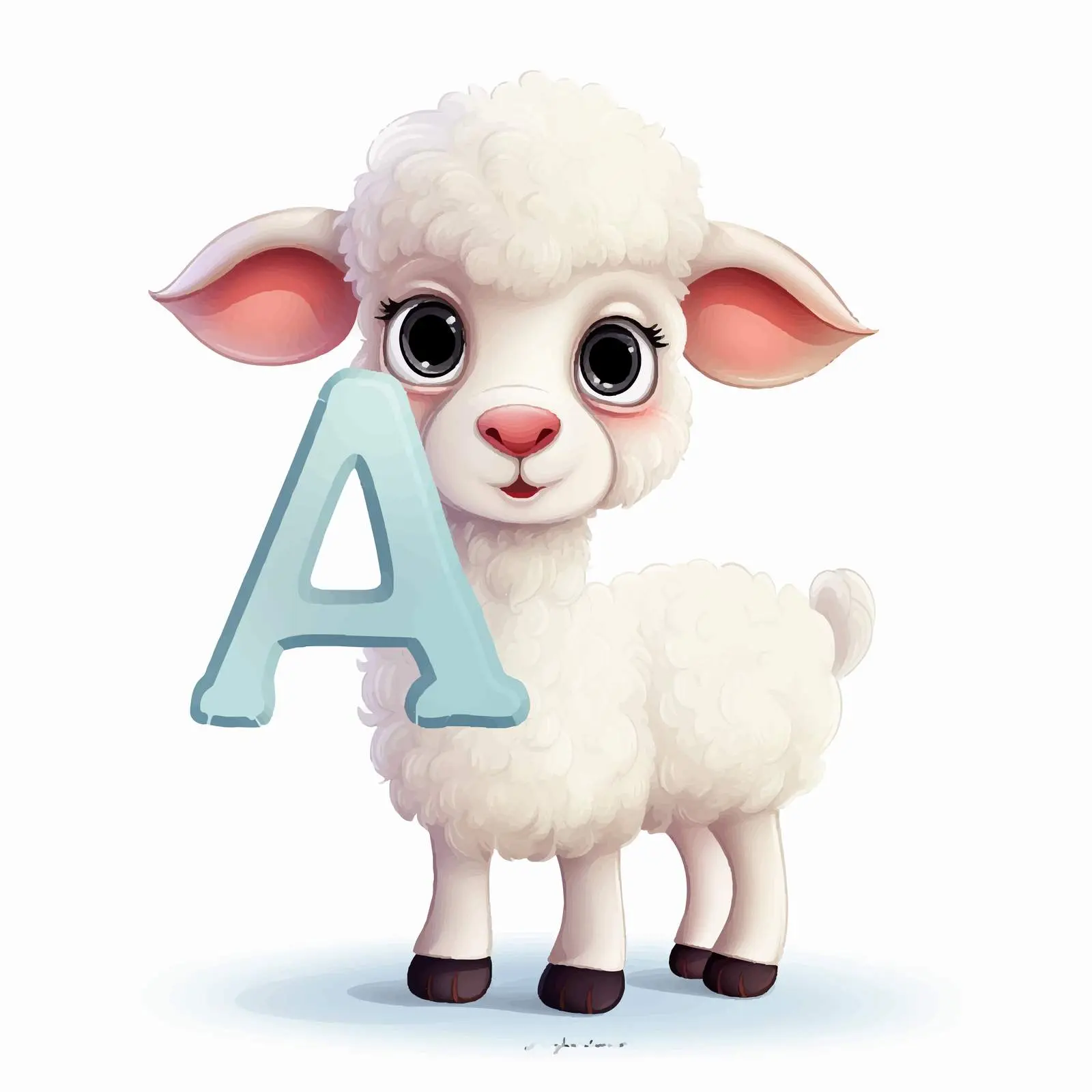 Cute Sheep Illustration with Letter A – free vector animal image from Dotvec