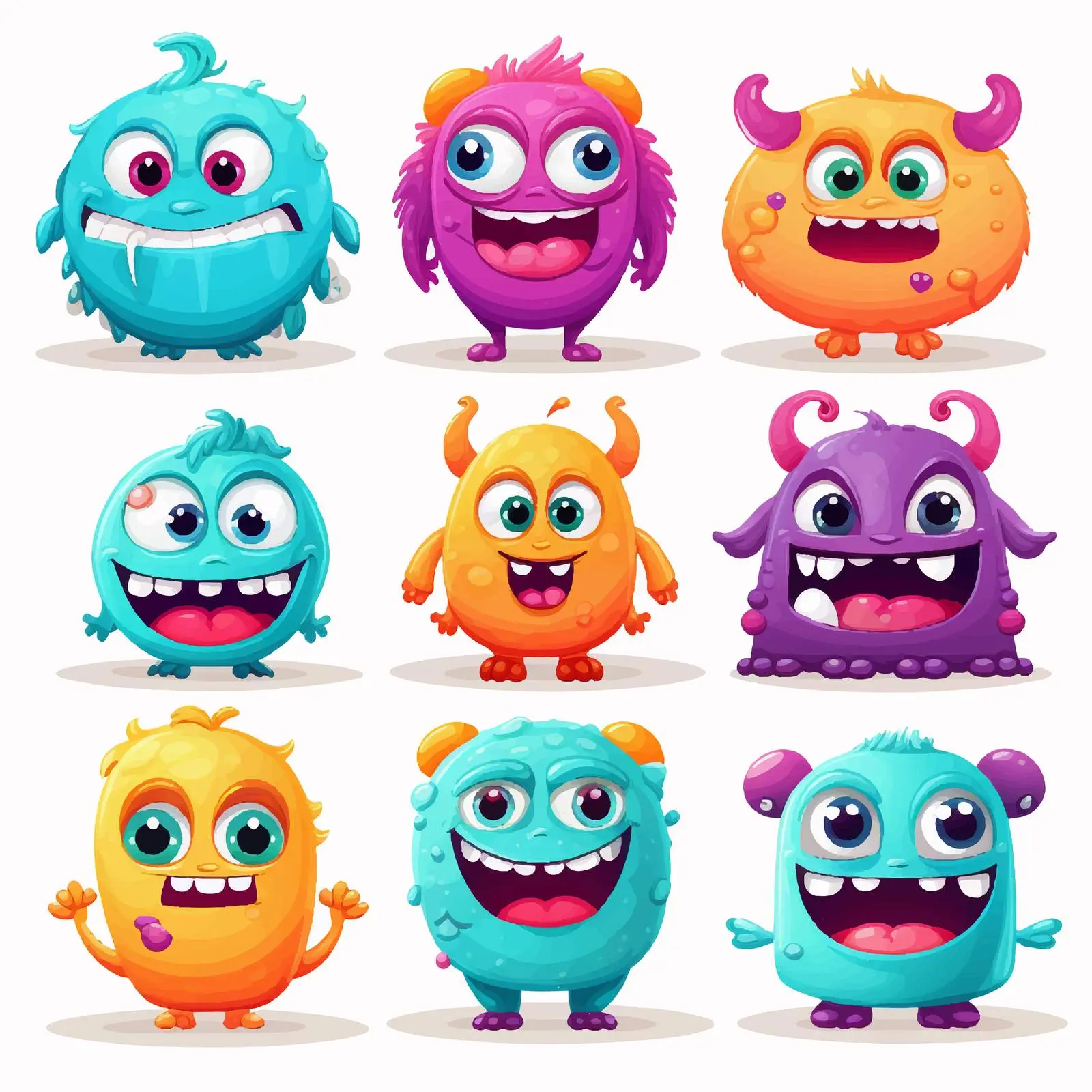 Cute Cartoon Monsters Vector Illustration — free download from Dotvec