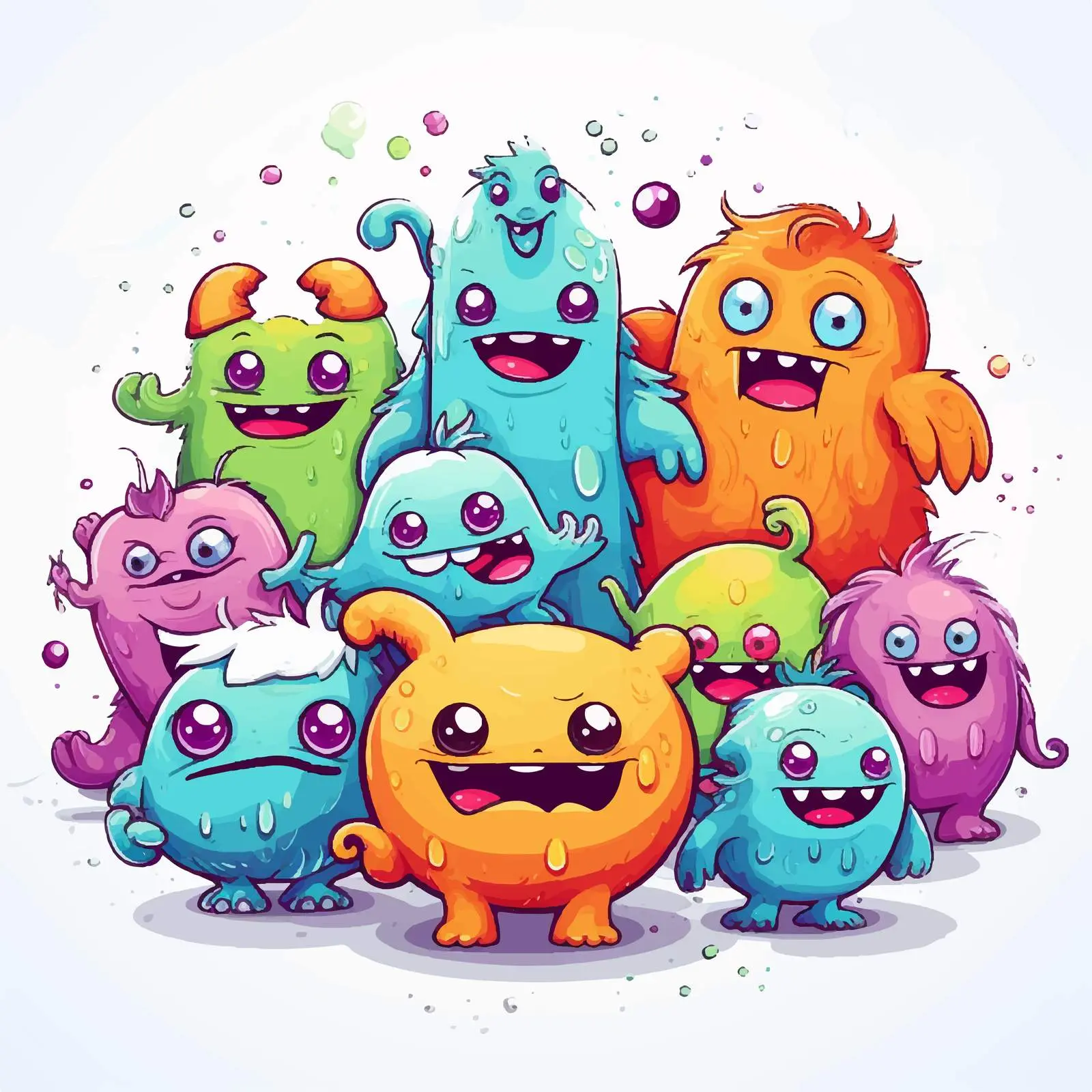 Adorable Cartoon Monsters in Space Background — free download from Dotvec
