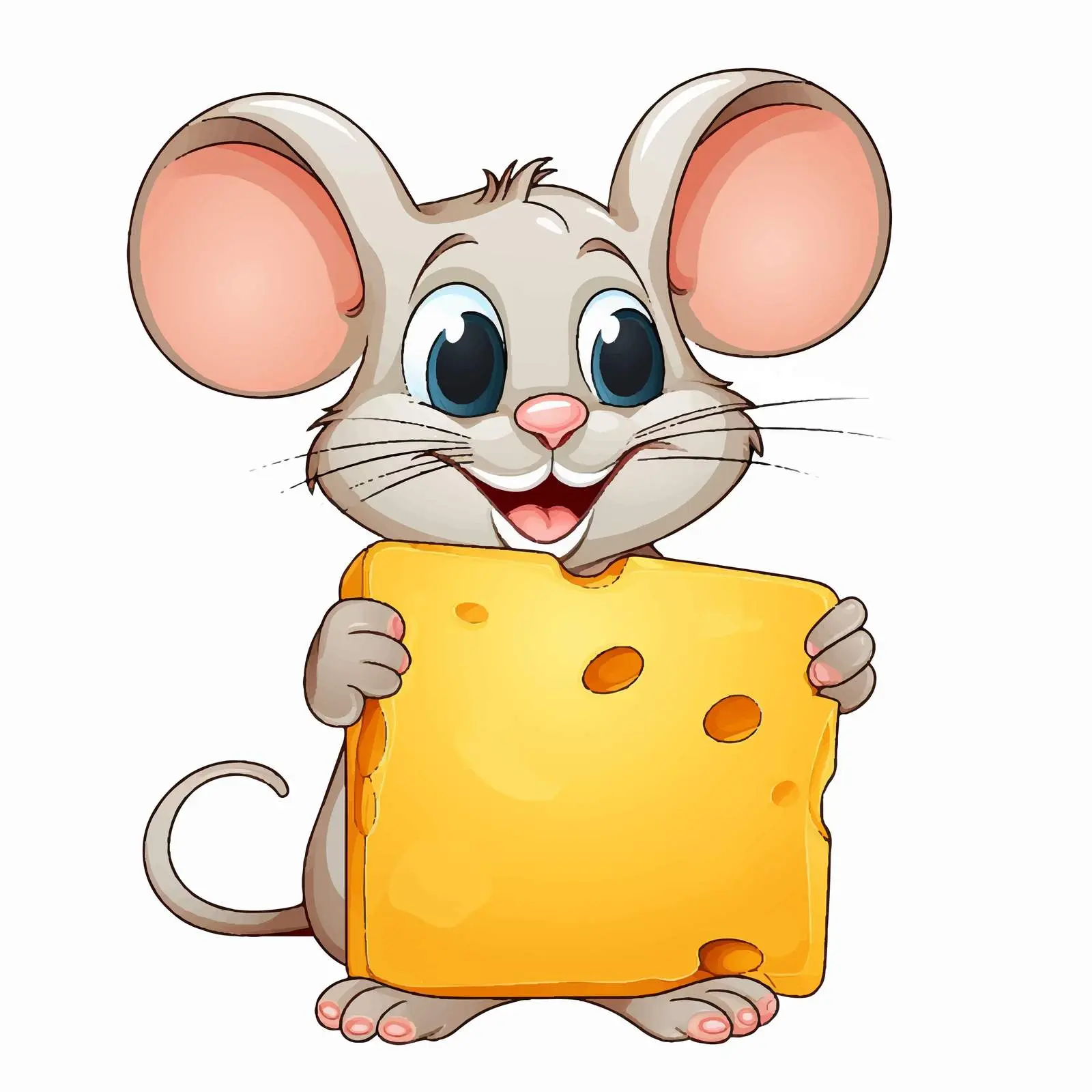 Cute Mouse Holding Cheese Next to Blank Sign – free adorable mouse image from Dotvec