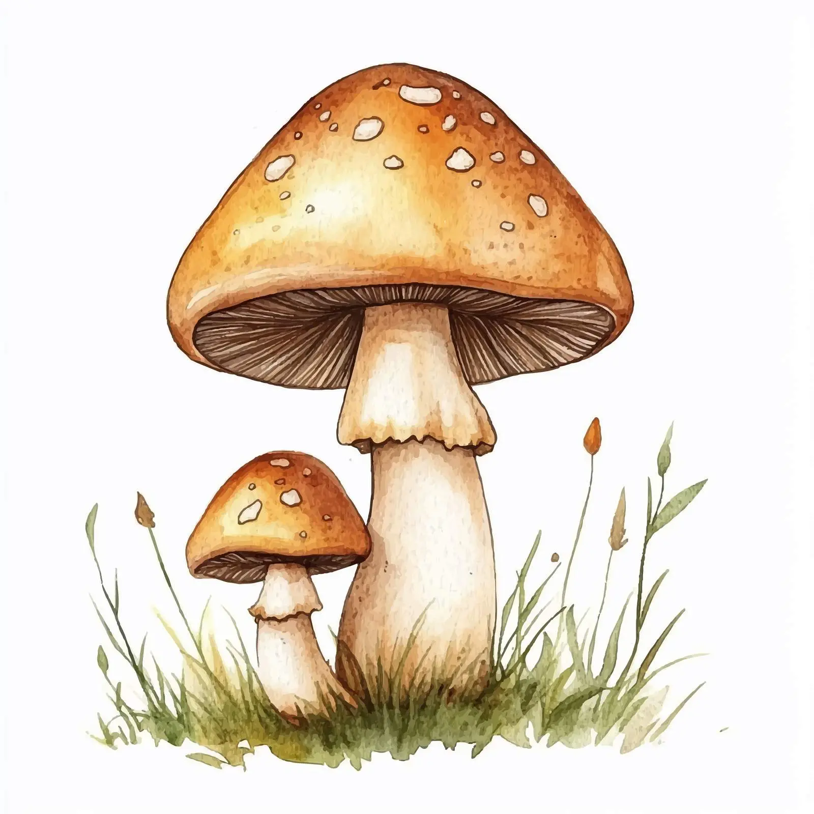 Cute Mushroom Watercolor Cartoon Illustration — free download from Dotvec