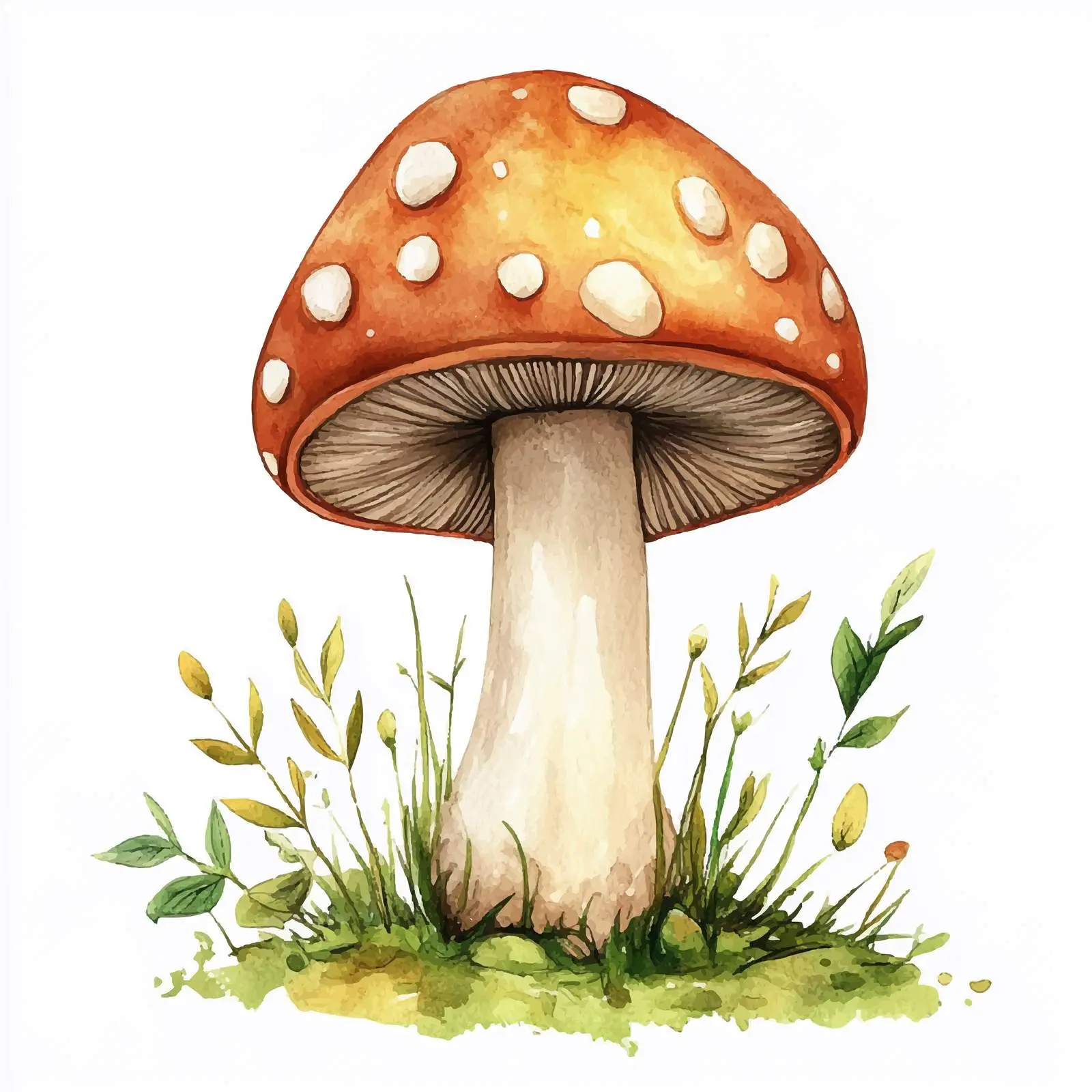 Cute Watercolor Mushroom Illustration in Cartoon Style — free download from Dotvec