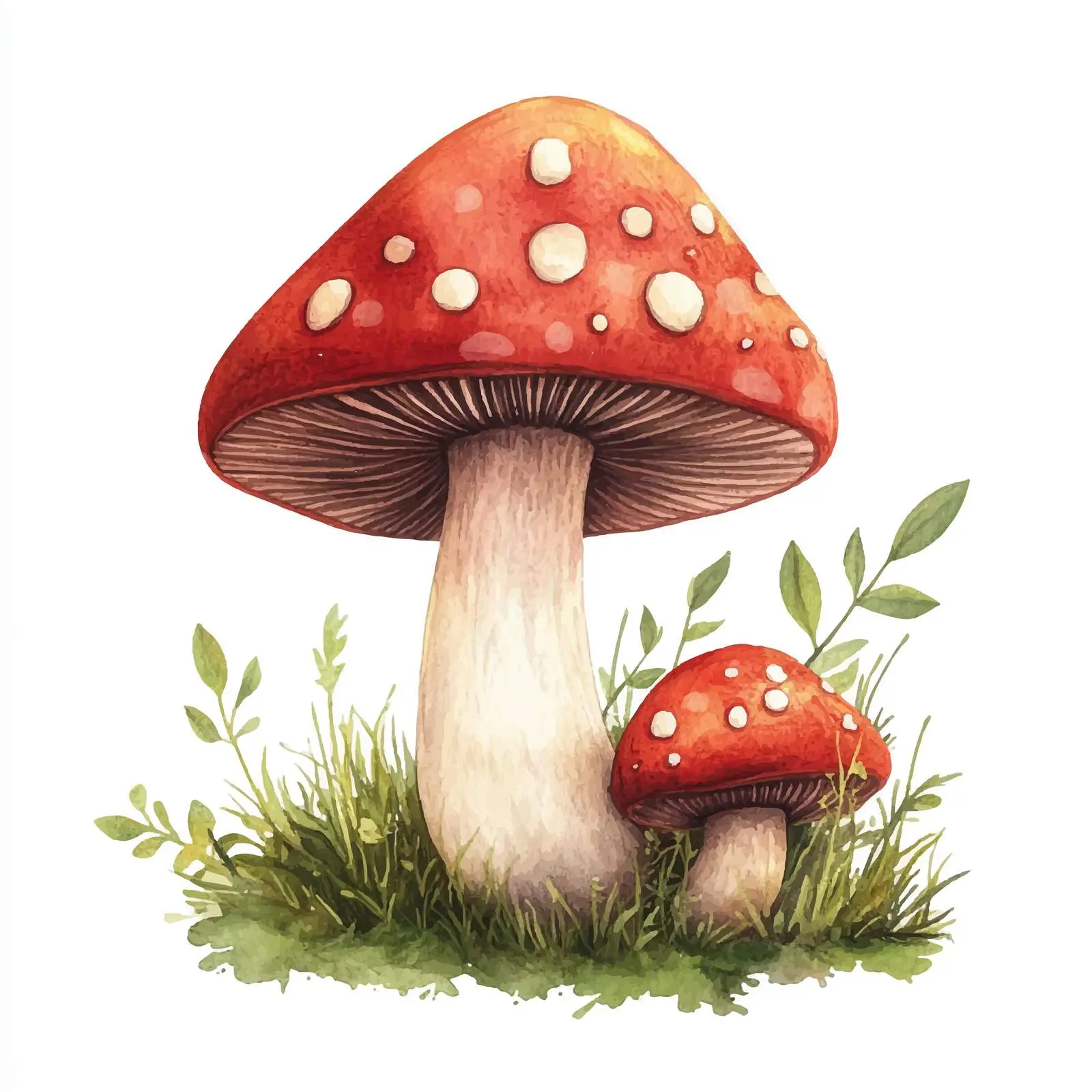 Cute Watercolor Mushroom Cartoon Illustration — free download from Dotvec