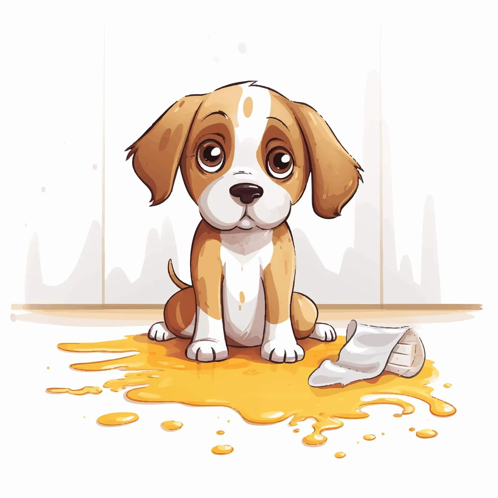 Cute Dog Peeing on Carpet Illustration — free download from Dotvec
