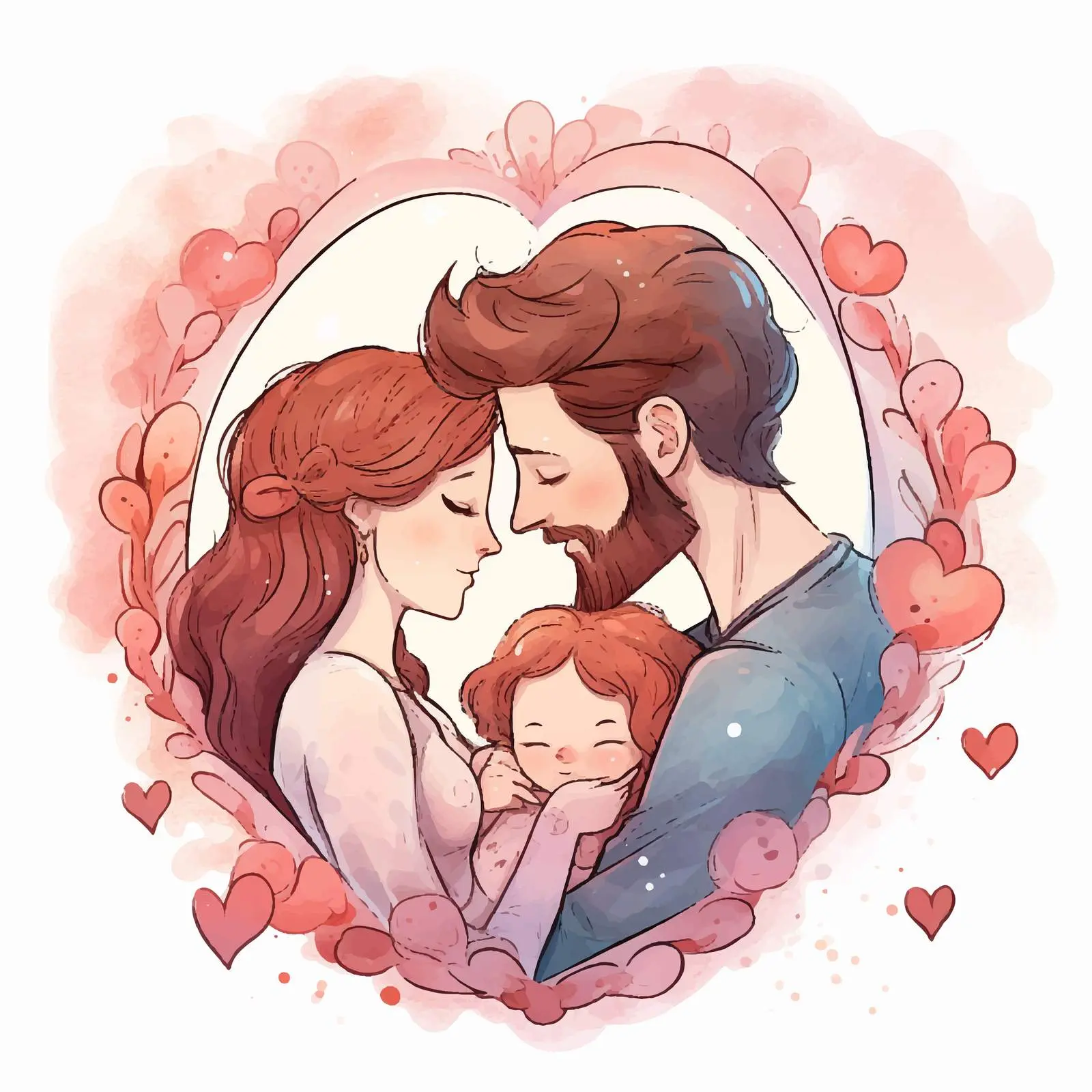 Newborn Baby in Parents' Embrace Vector Art — free download from Dotvec