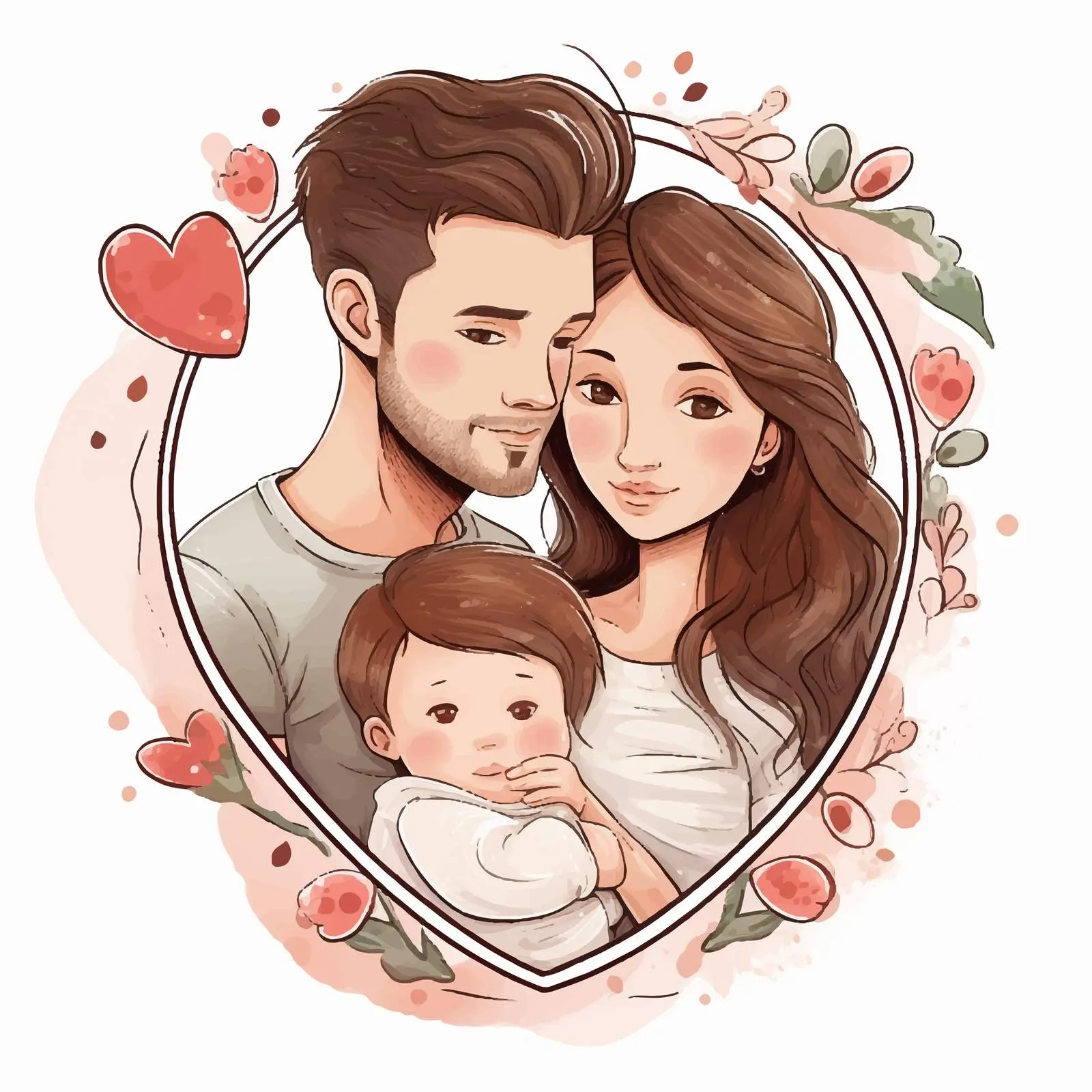 Newborn Baby in Parents' Arms Love Decoration — free download from Dotvec