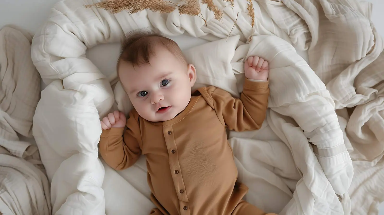 Adorable Newborn Baby in Brown Bodysuit – free infant image from Dotvec