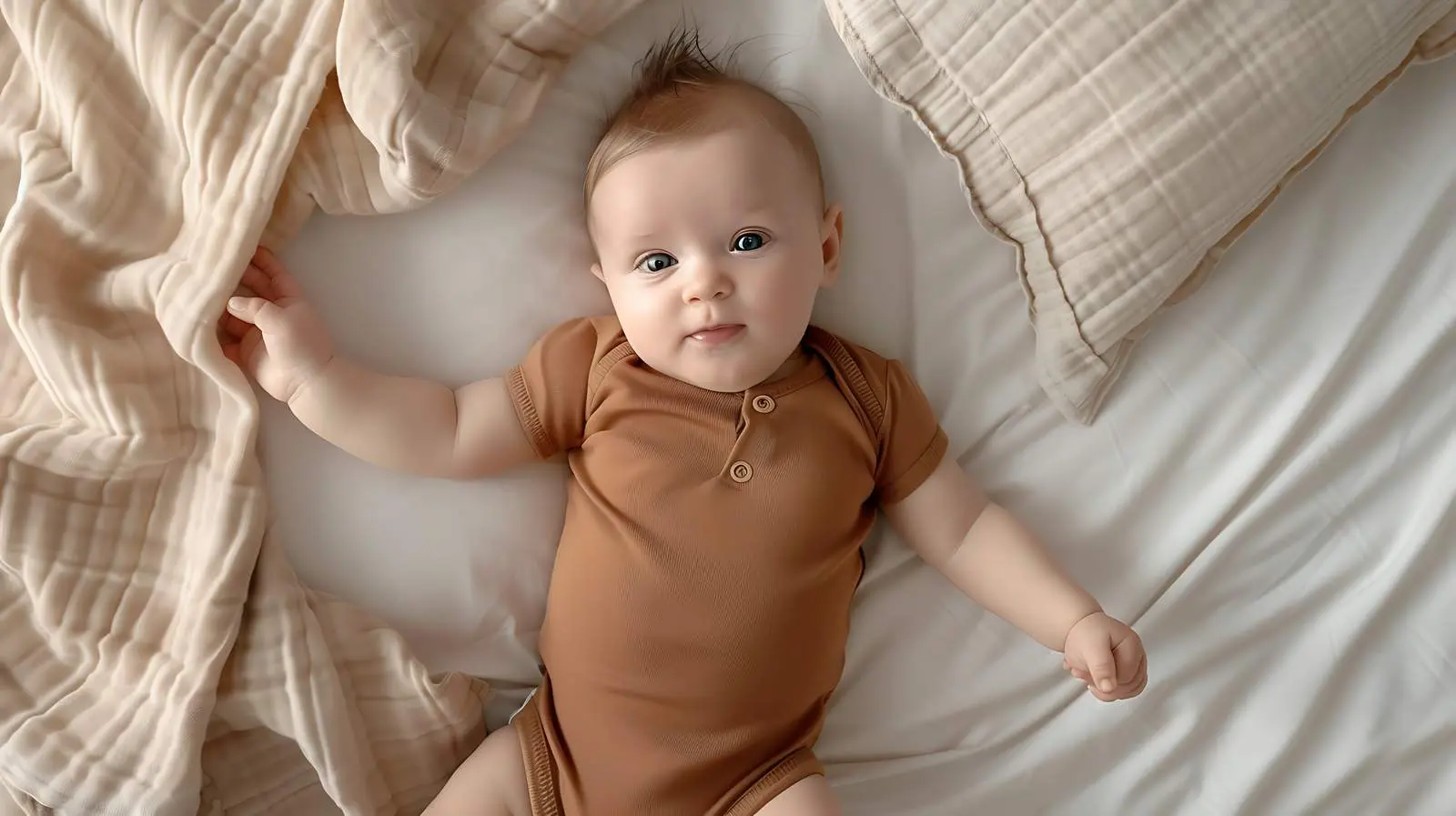 Adorable Newborn Baby in Brown Bodysuit – free infant image from Dotvec
