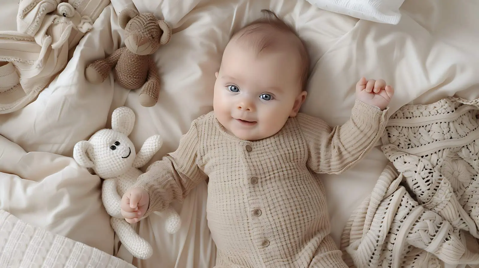 Adorable Newborn Baby in Brown Bodysuit – free infant image from Dotvec