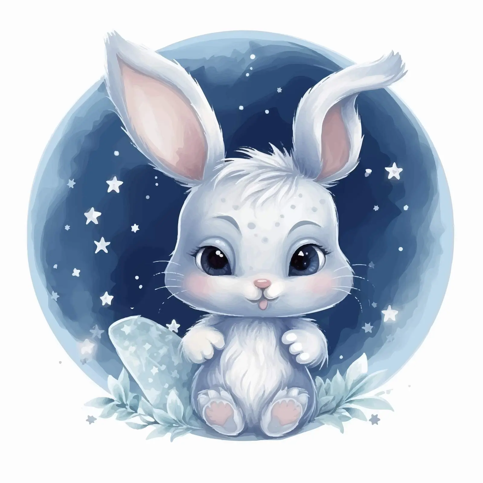 Cute Newborn Bunny Night Illustration — free download from Dotvec