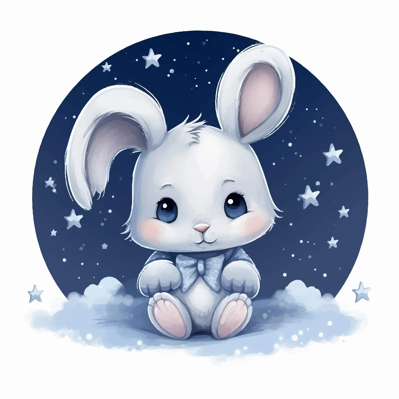 Adorable Newborn Bunny Night Illustration — free download from Dotvec