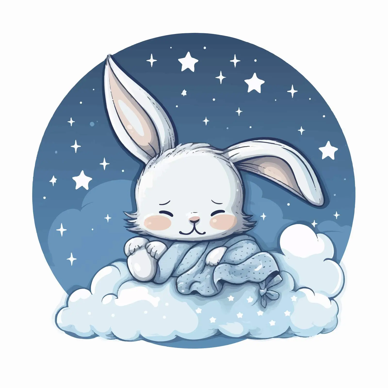 Cute Newborn Bunny Night Illustration – free illustration design image from Dotvec