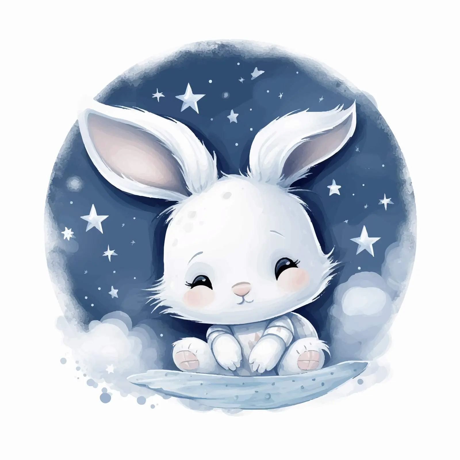 Cute Newborn Bunny Night Illustration — free download from Dotvec