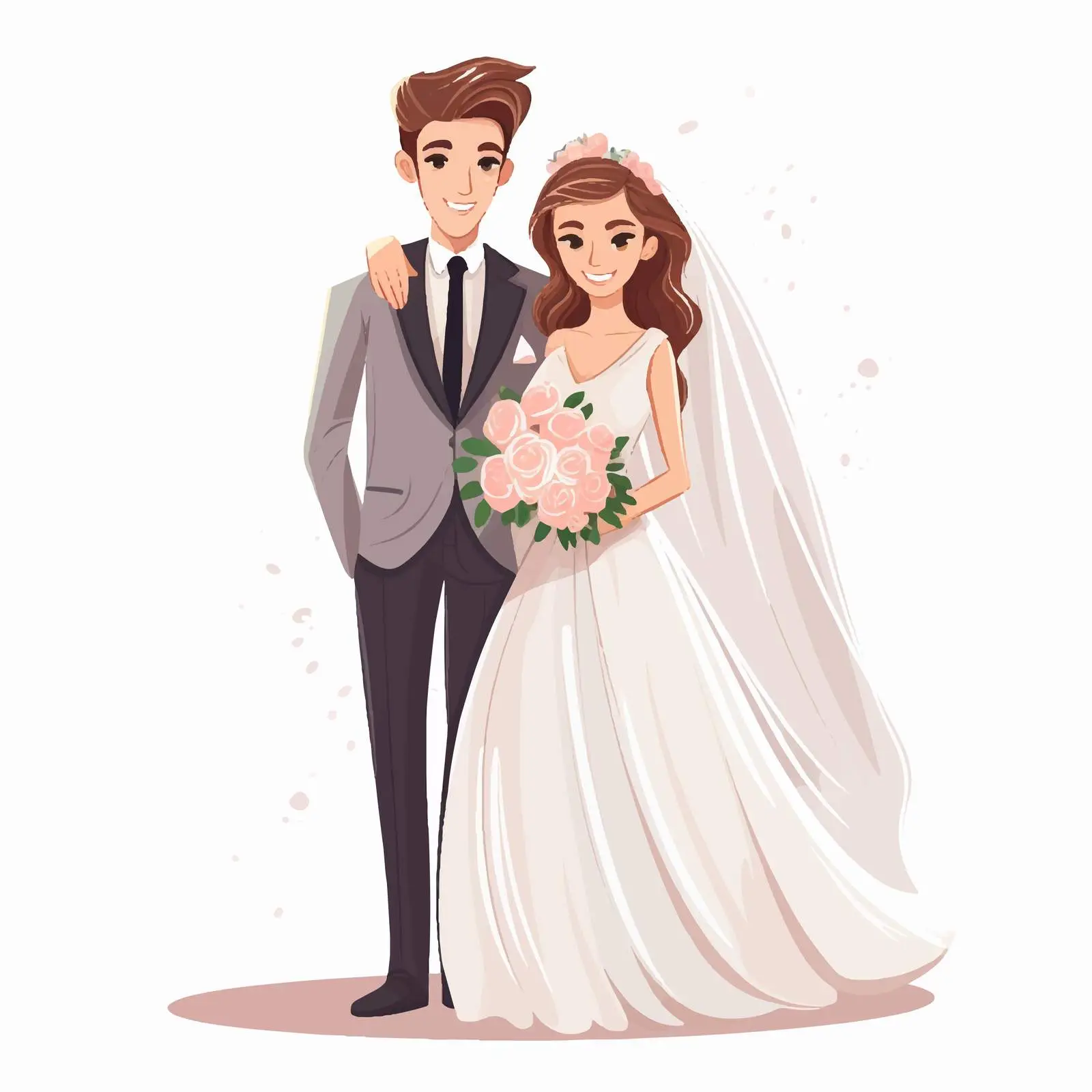 Cute Newlywed Couple Portrait on White Background — free download from Dotvec