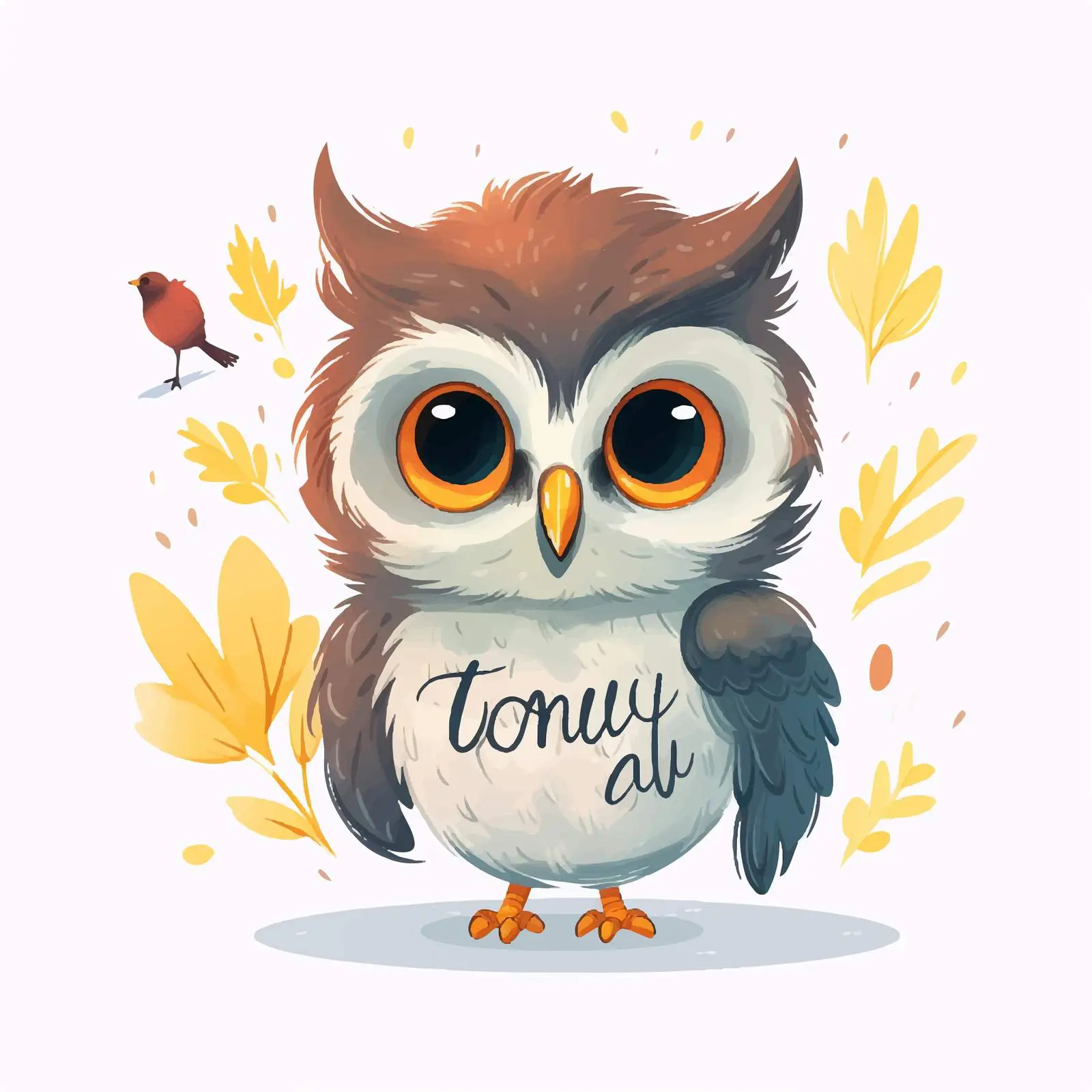 Cute Owl with Thank You Handwritten Phrase — free download from Dotvec
