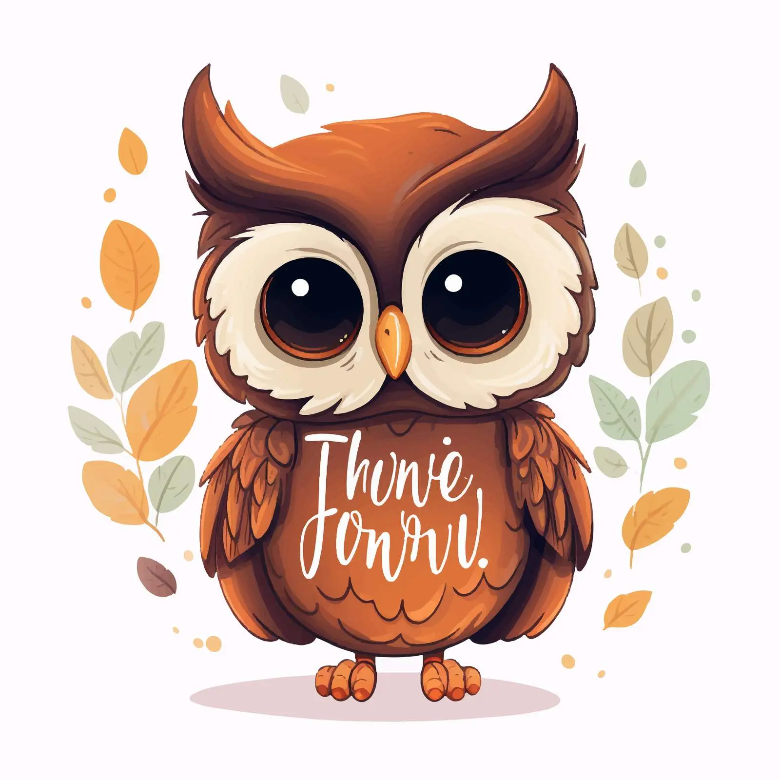 Cute Owl and Thank You Handwritten Vector — free download from Dotvec