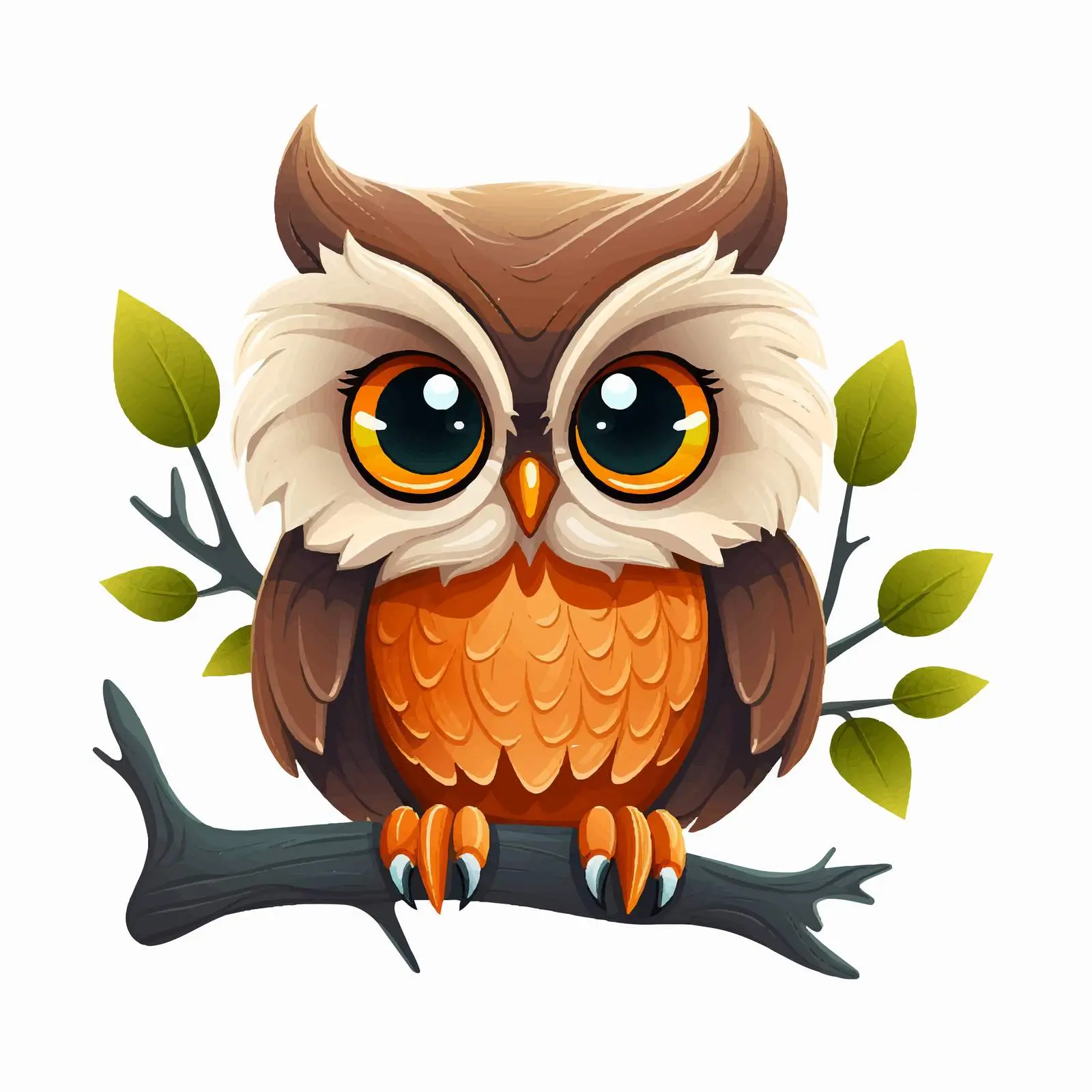 Cute Owl Sitting on Tree Branch Vector — free download from Dotvec