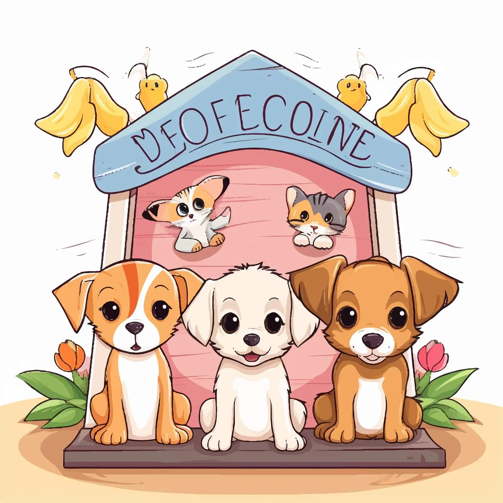 Welcome Sign for Cute Pets Clinic Illustration — free download from Dotvec