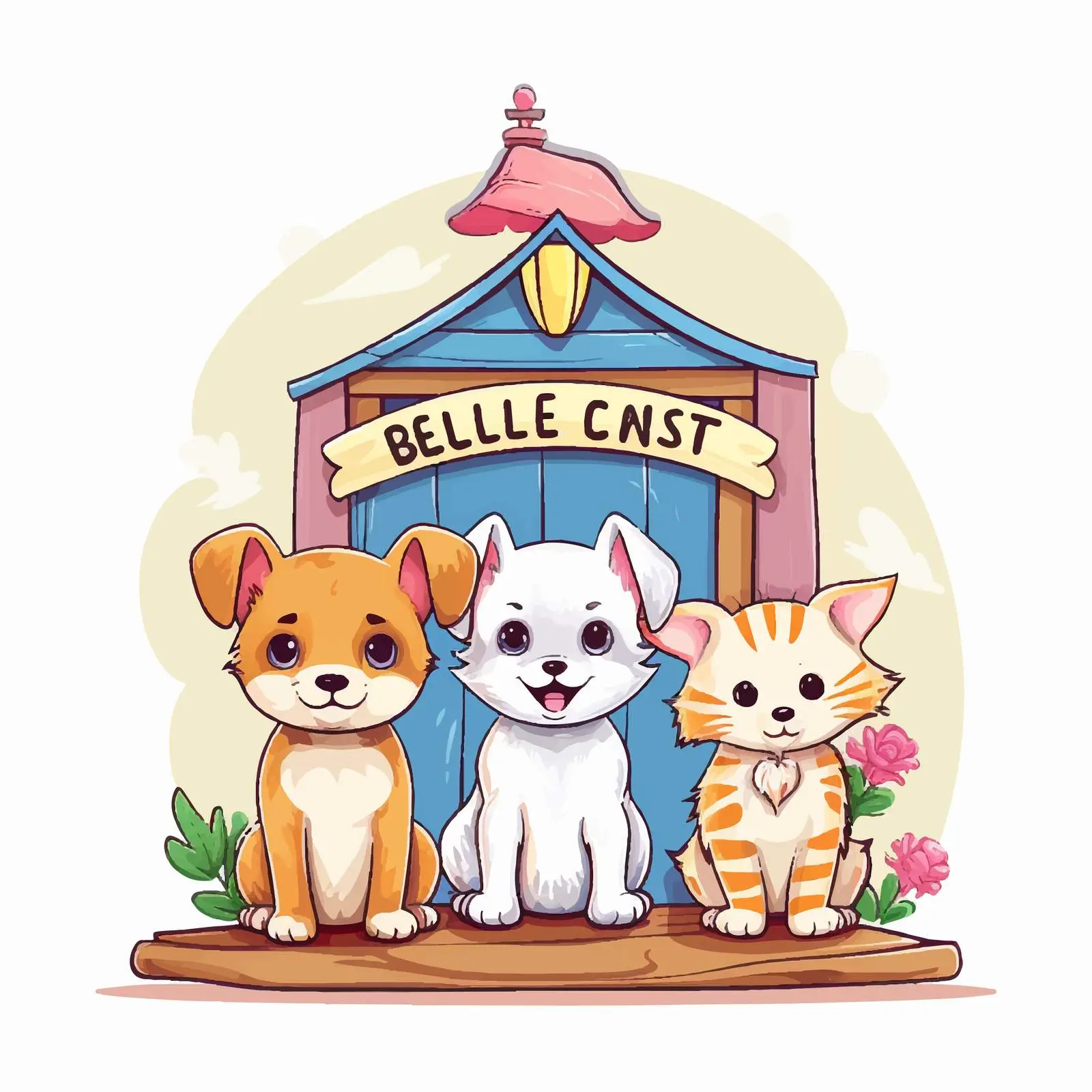 Cute Pets Clinic Welcome Sign Illustration — free download from Dotvec