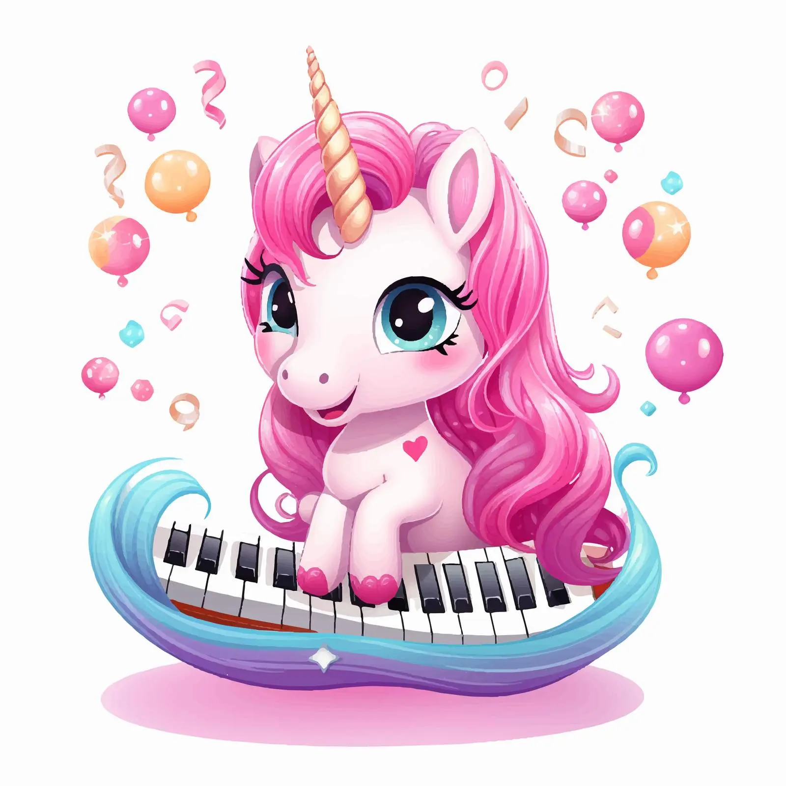 Cute Pink Unicorn Playing Maracas on Piano — free download from Dotvec