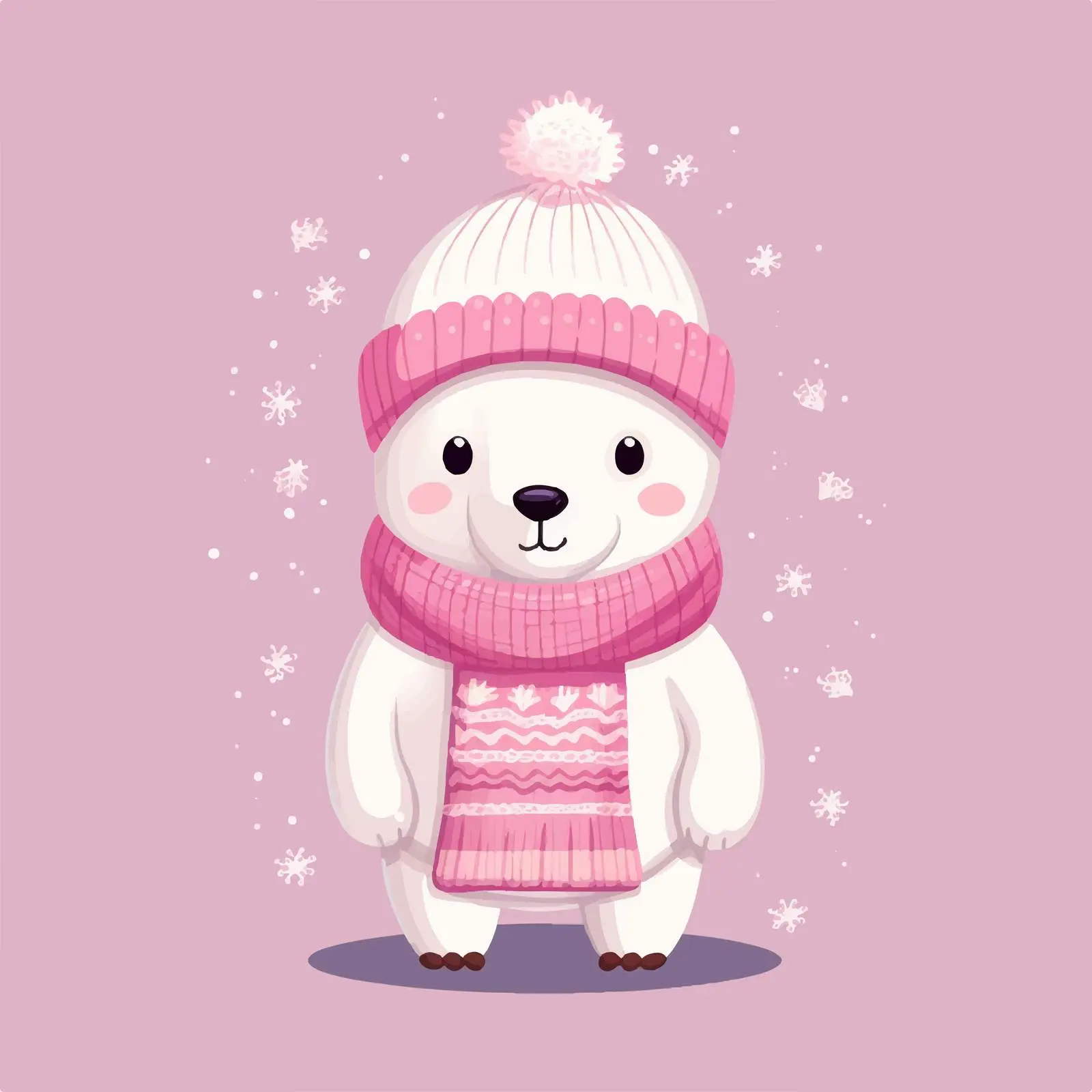 Cute Polar Bear in Hat and Sweater — free download from Dotvec