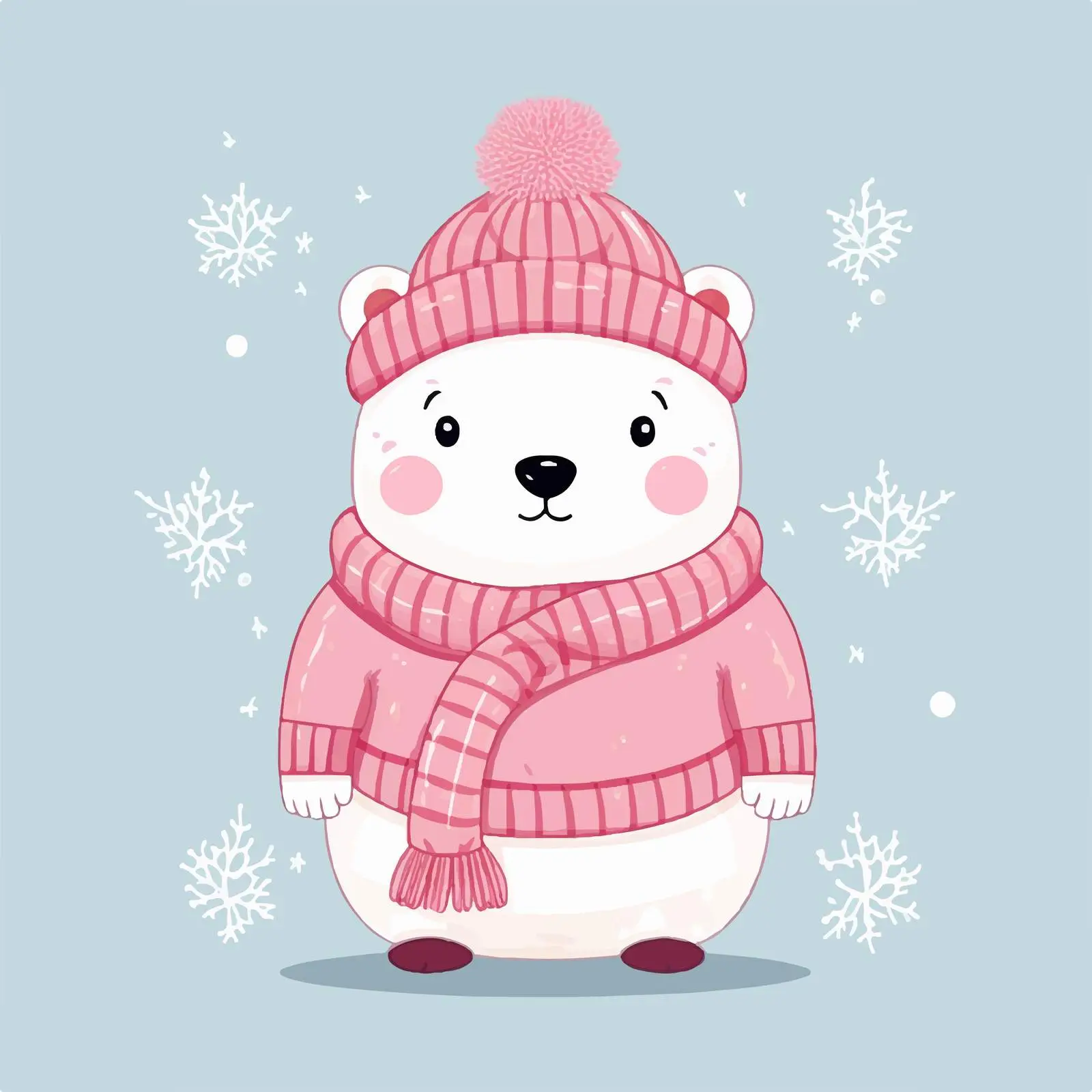 Cute Polar Bear in Sweater on Pink Background — free download from Dotvec