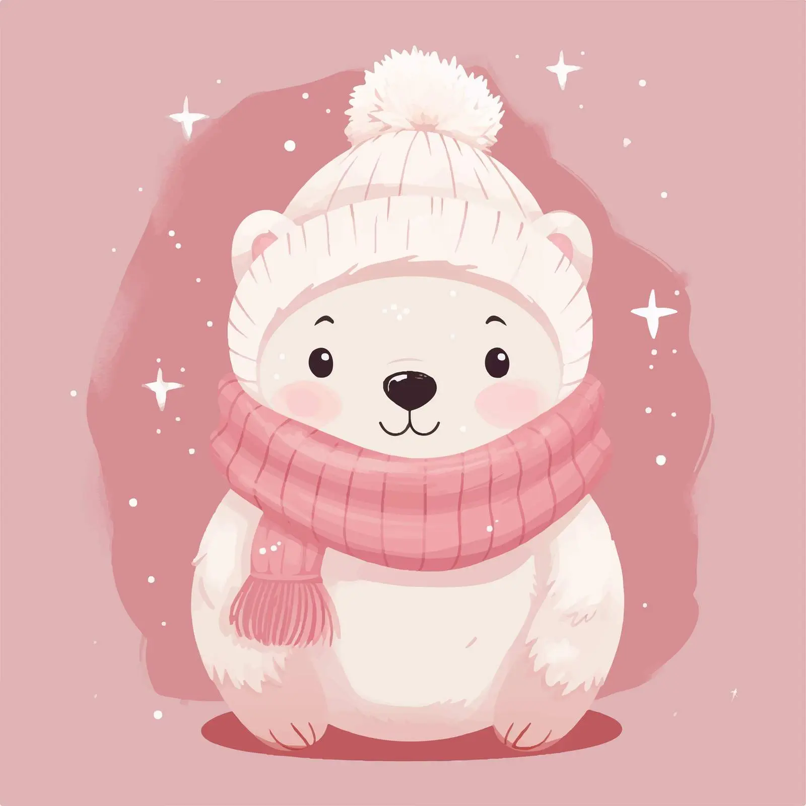 Cute Polar Bear in Sweater and Hat — free download from Dotvec