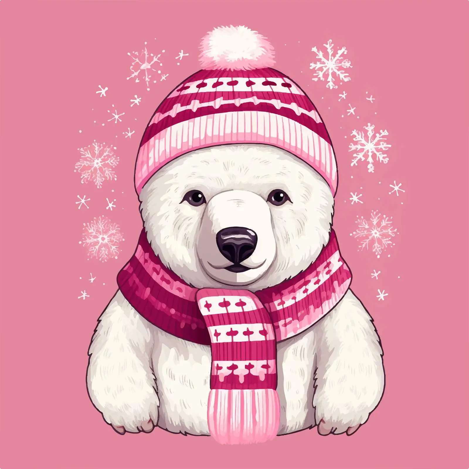 Cute Polar Bear in Sweater and Hat — free download from Dotvec