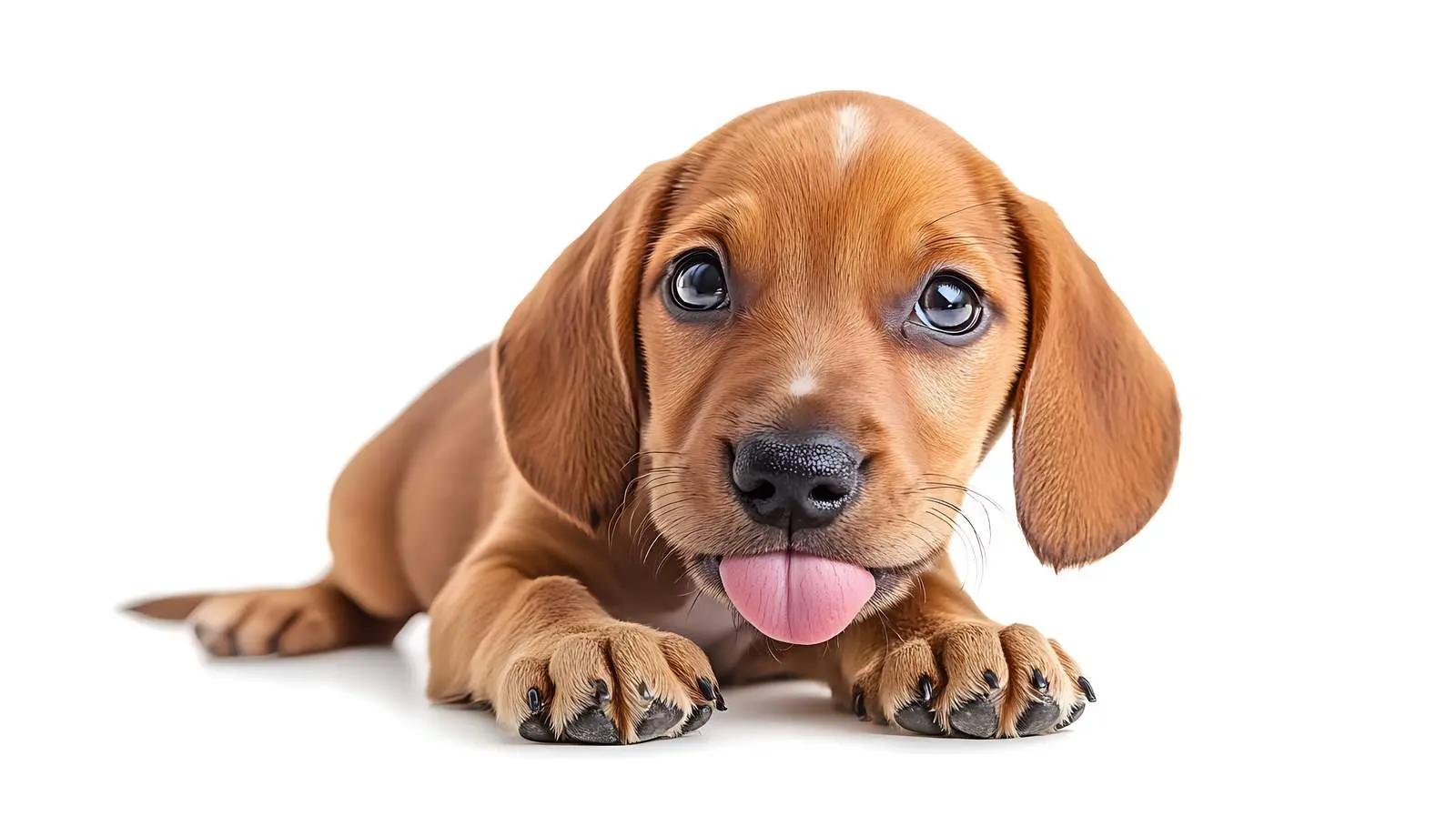 Slovakian Hound Puppy Licking Its Nose – free playful puppy image from Dotvec