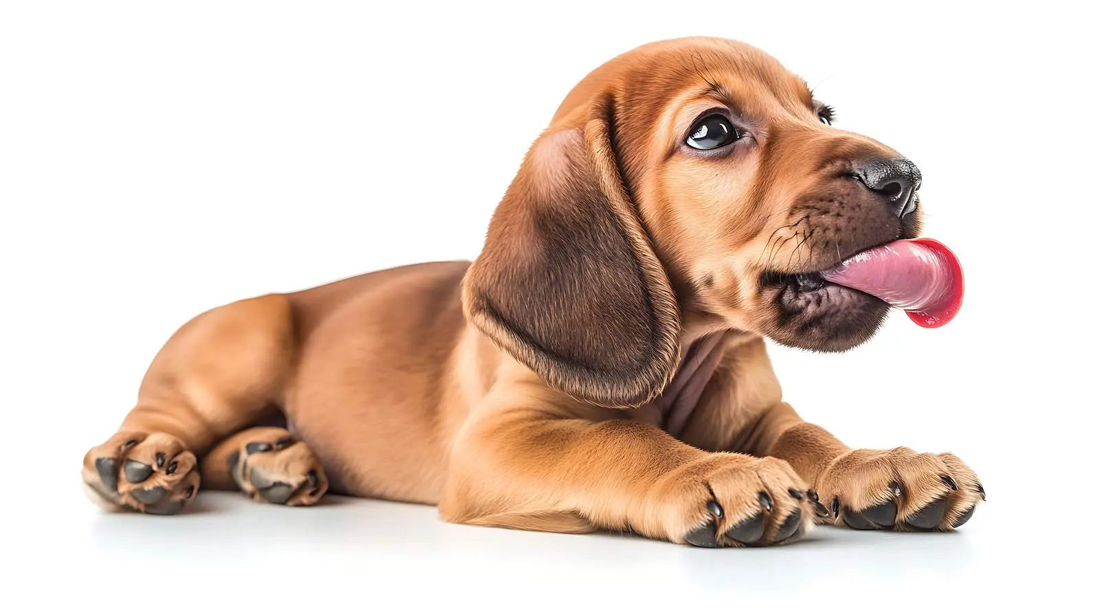 Cute Slovakian Hound Puppy Licking Nose – free playful puppy image from Dotvec