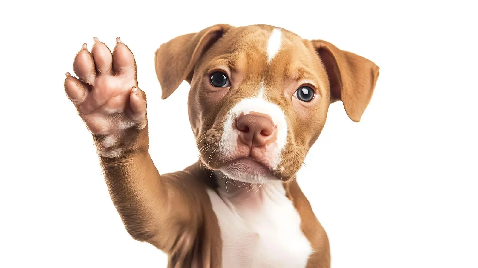 Cute Pit Bull Puppy with Raised Paw — free download from Dotvec