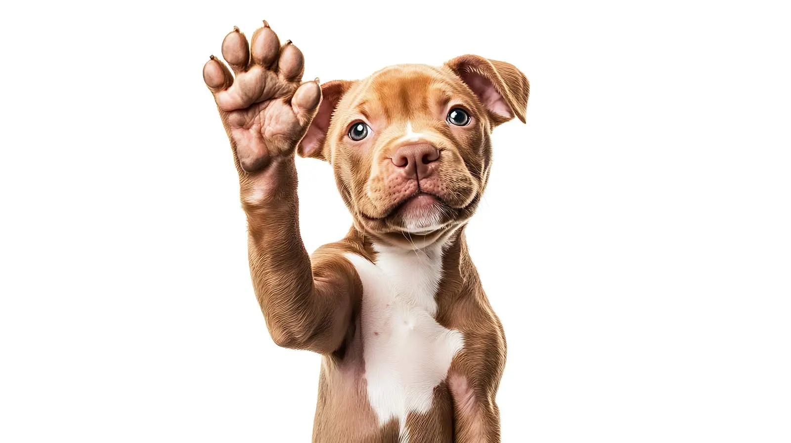 Cute Pit Bull Puppy with Raised Paw – free energetic image from Dotvec