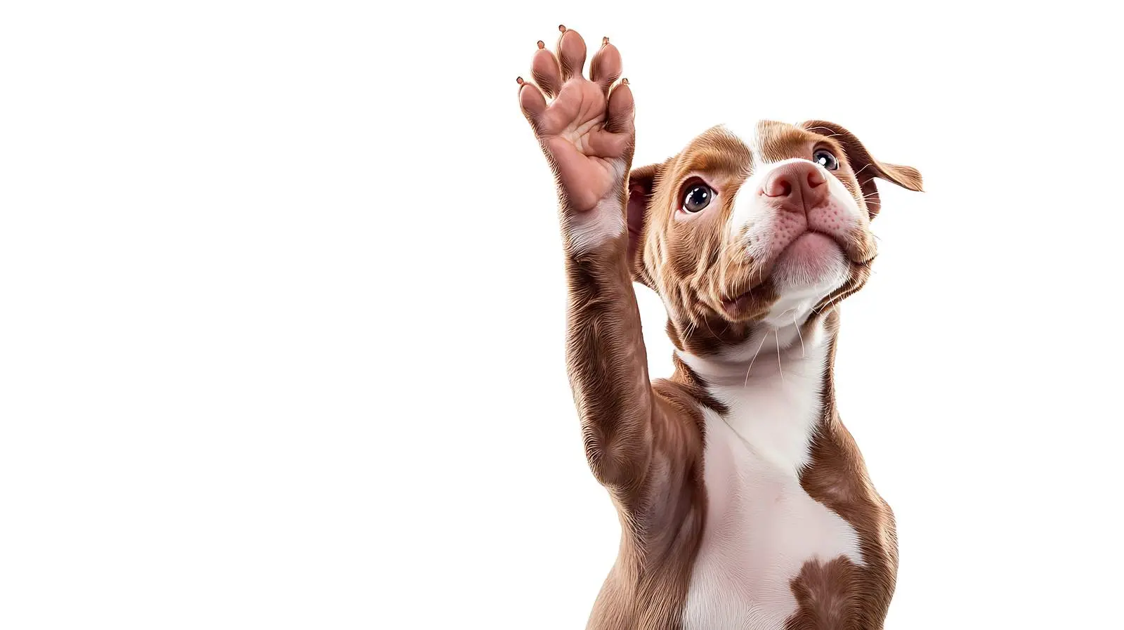 Adorable Pit Bull Puppy with Raised Paw – free pose image from Dotvec