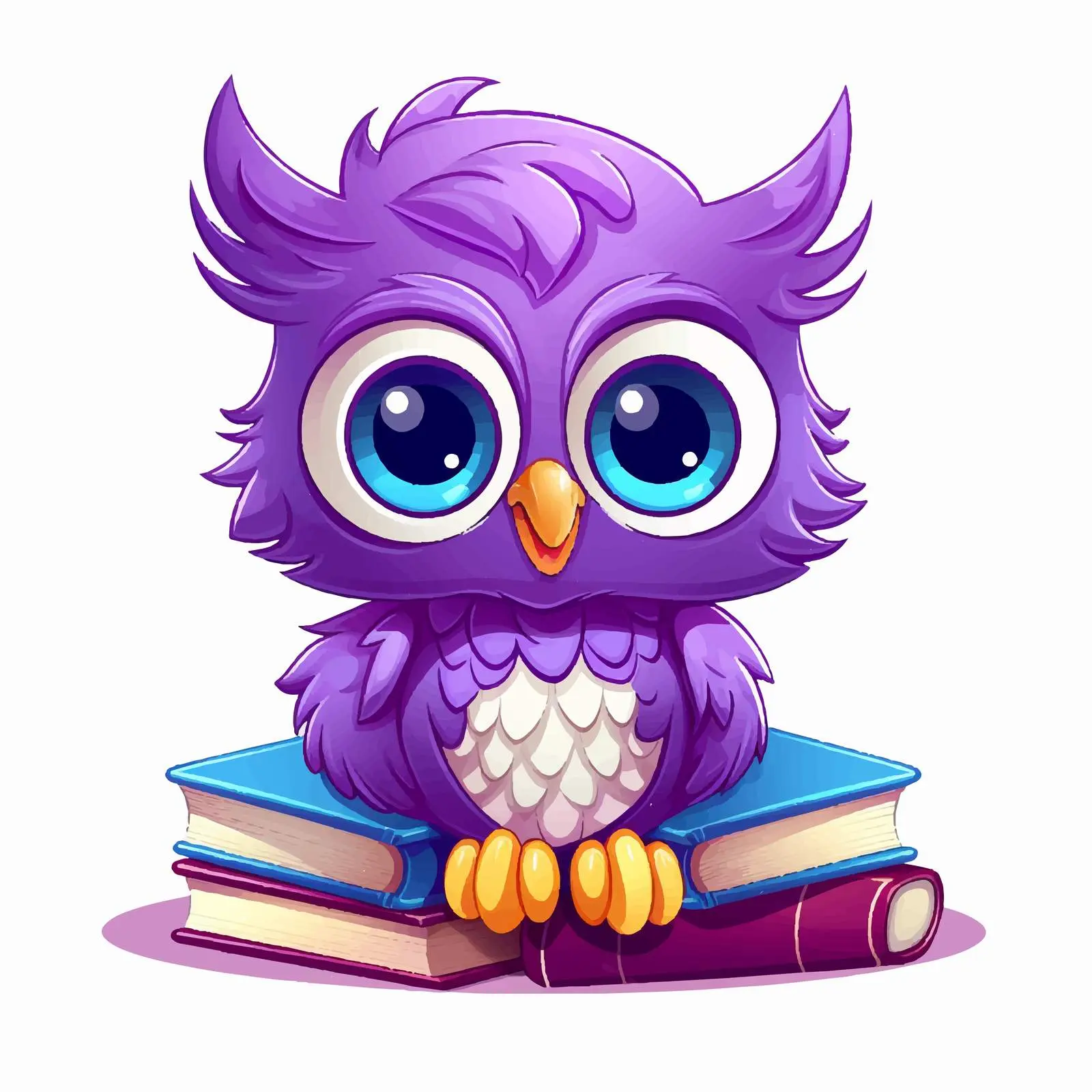 Cute Purple Owl on Colorful Books Vector — free download from Dotvec