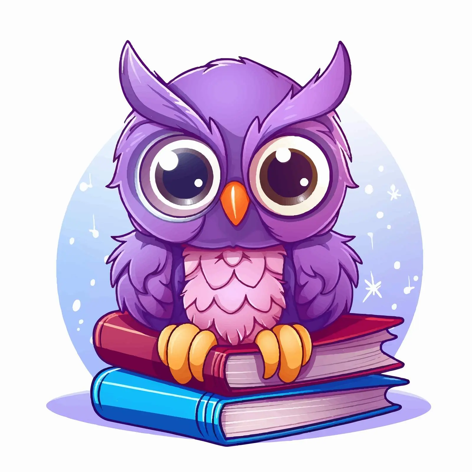Cute Purple Owl Sitting on Colorful Books — free download from Dotvec