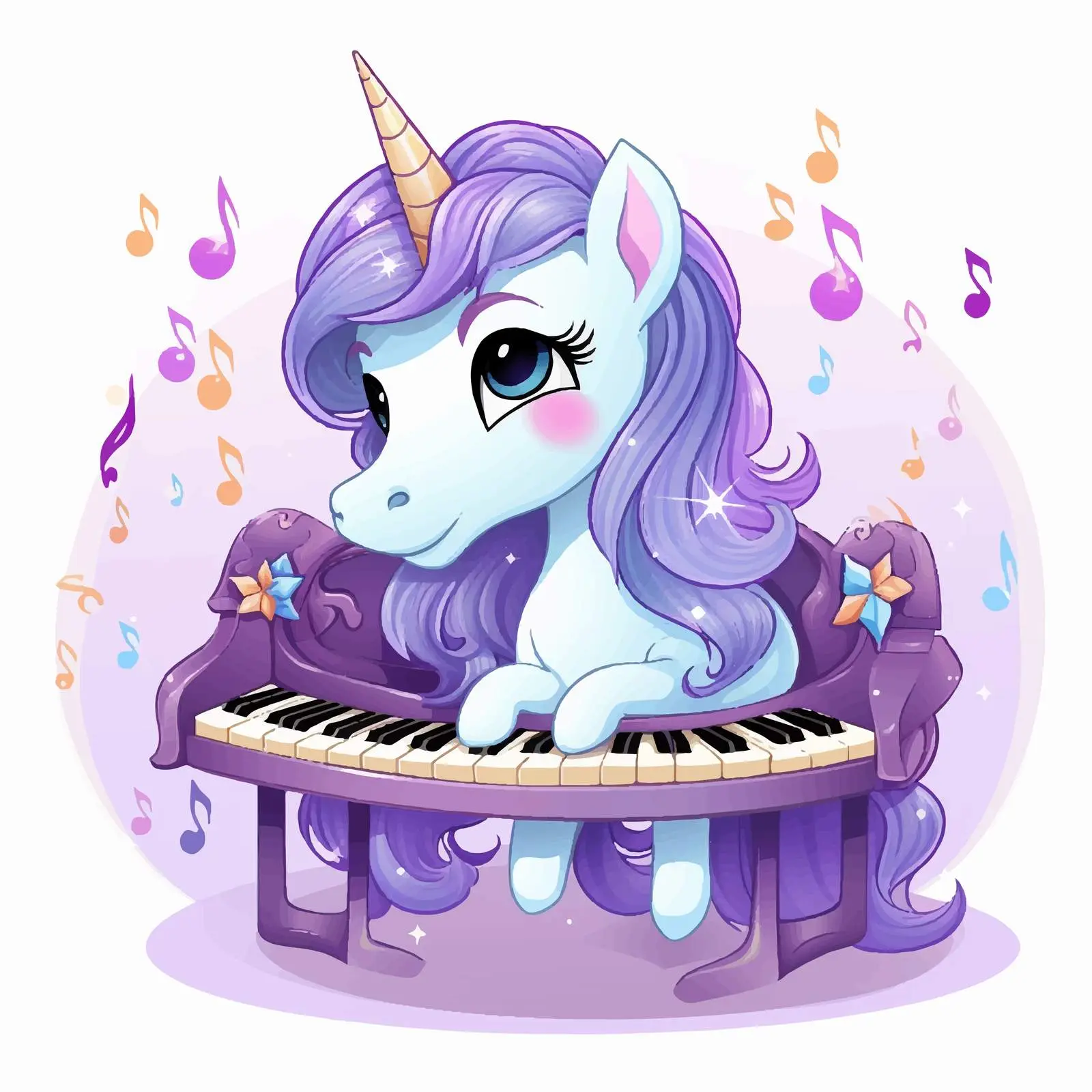 Purple Unicorn Playing Accordion with Music Notes — free download from Dotvec