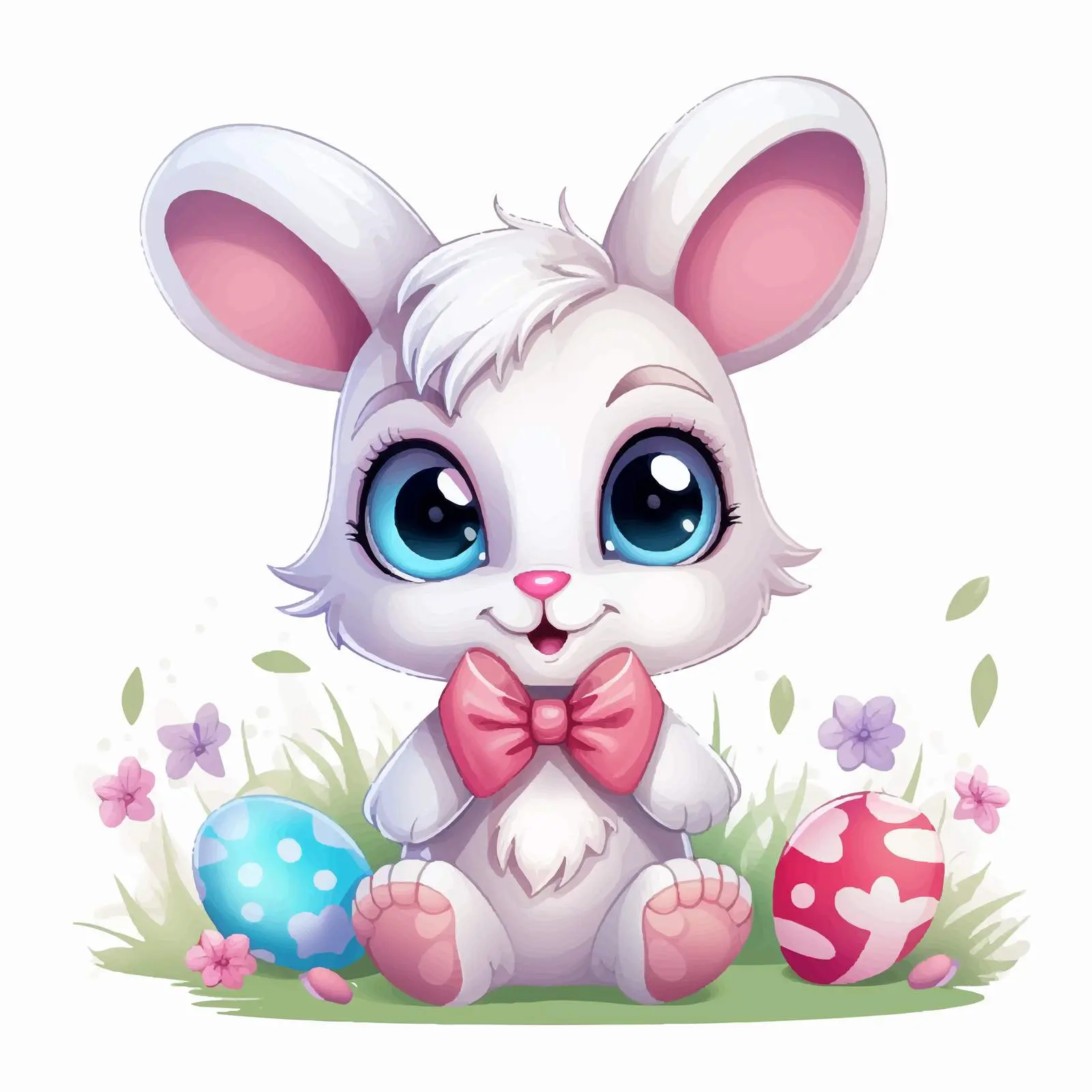 Cute Rabbit Happy Easter Celebration Cartoon Vector — free download from Dotvec
