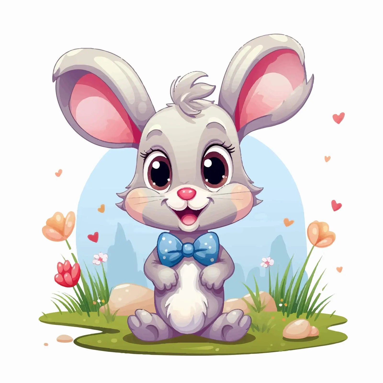 Cute Rabbit Happy Easter Celebration Vector Illustration — free download from Dotvec