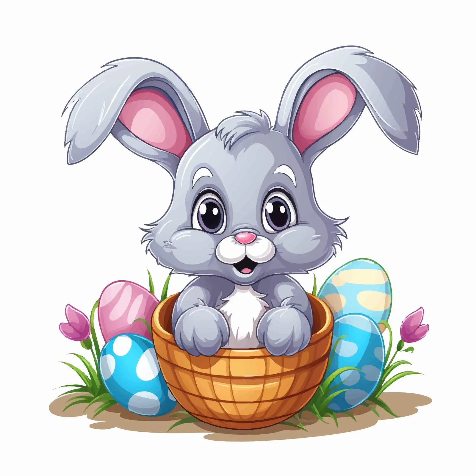 Happy Easter Cute Rabbit Cartoon Vector Design – free holiday vector image from Dotvec