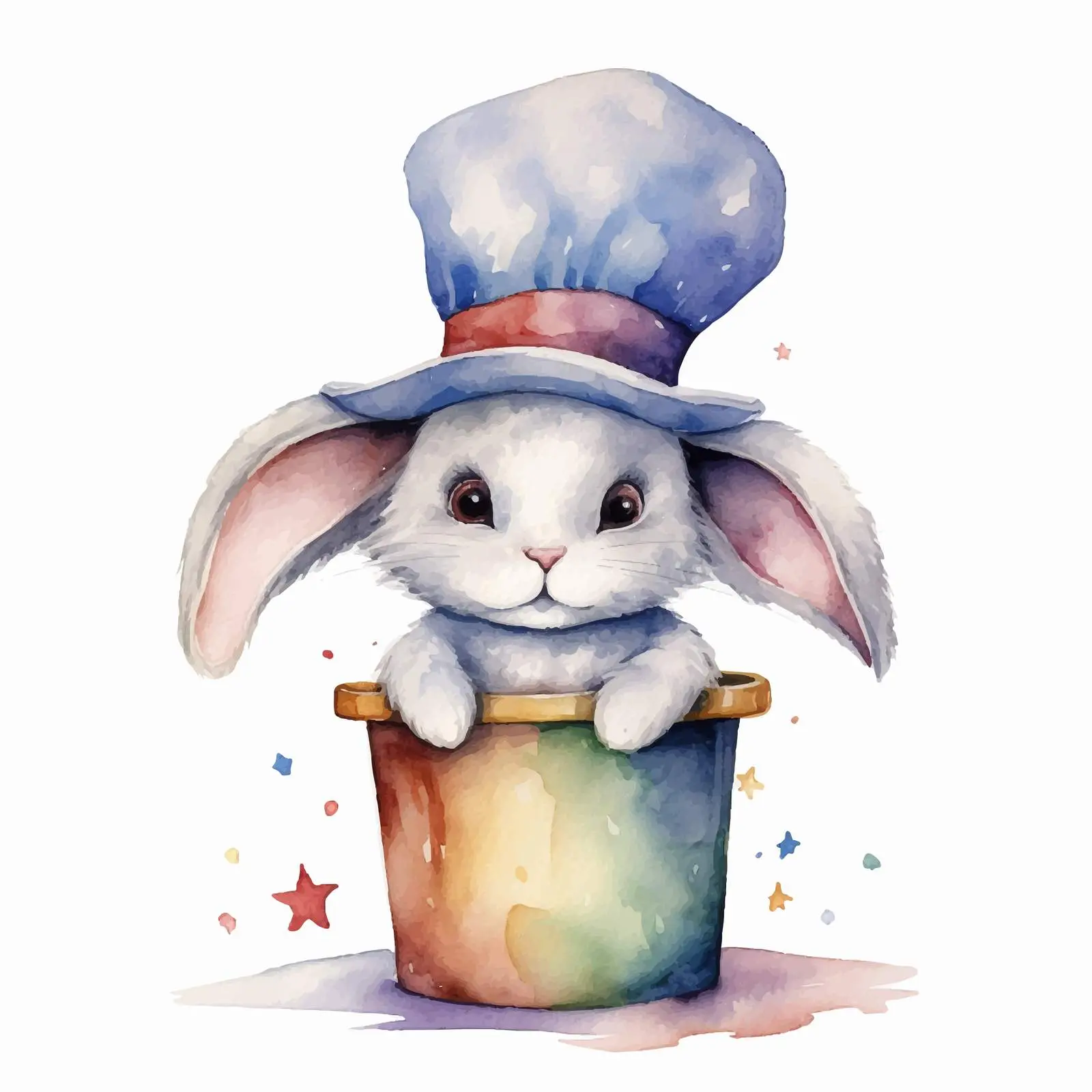 Whimsical Rabbit in Hat Watercolor Illustration — free download from Dotvec