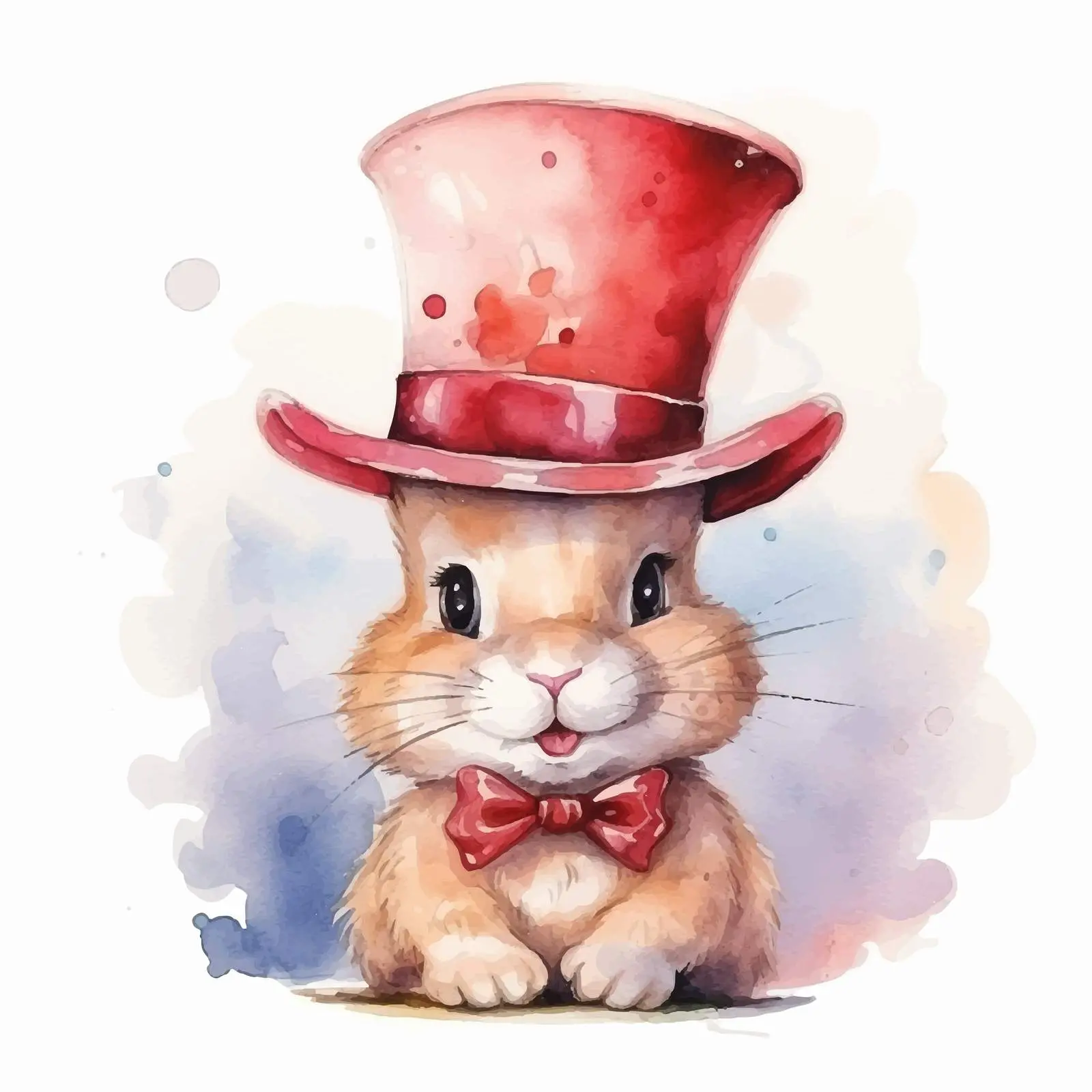 Cute Rabbit Hiding in Hat Watercolor Illustration – free watercolor illustration image from Dotvec