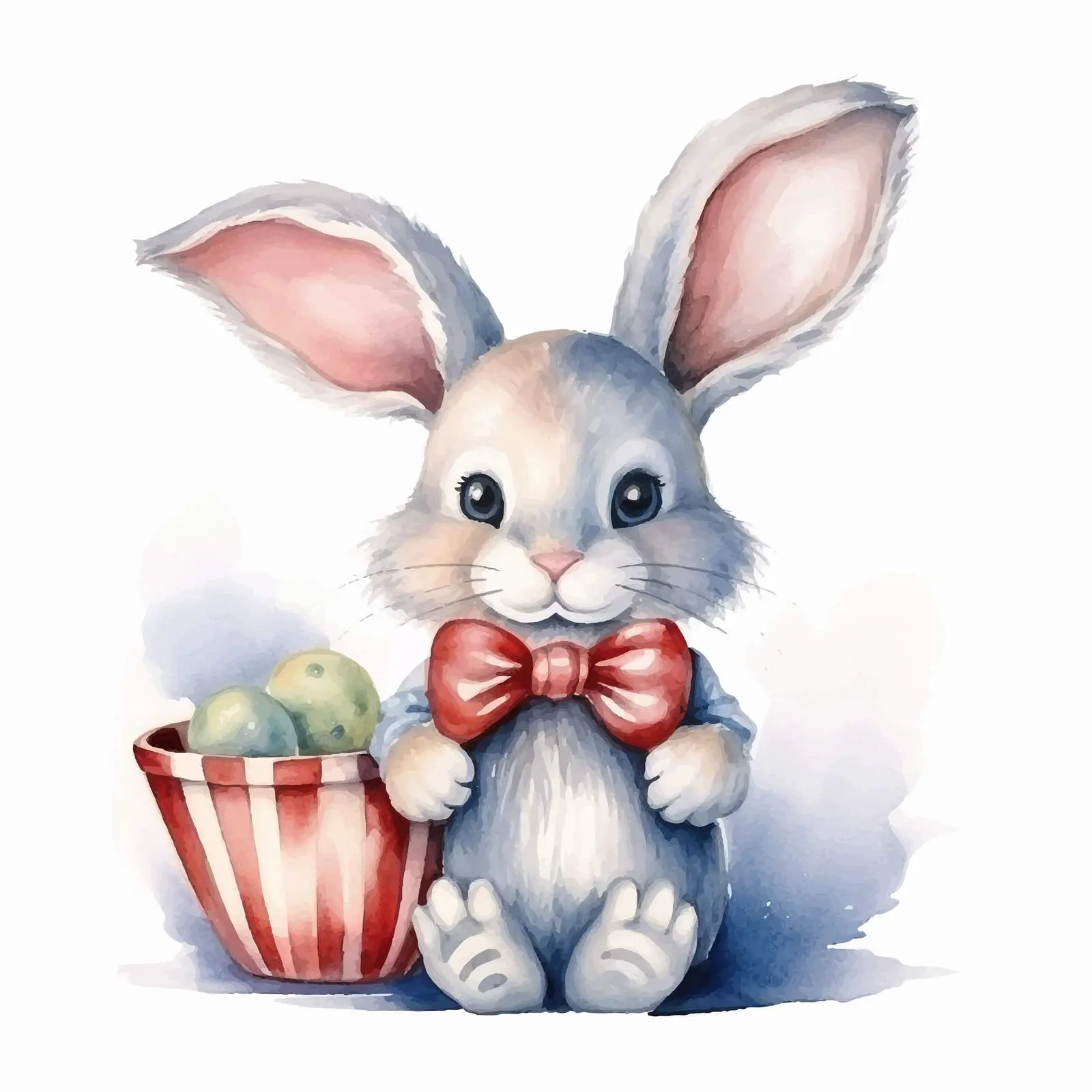Cute Rabbit in a Hat Watercolor Illustration – free watercolor illustration image from Dotvec