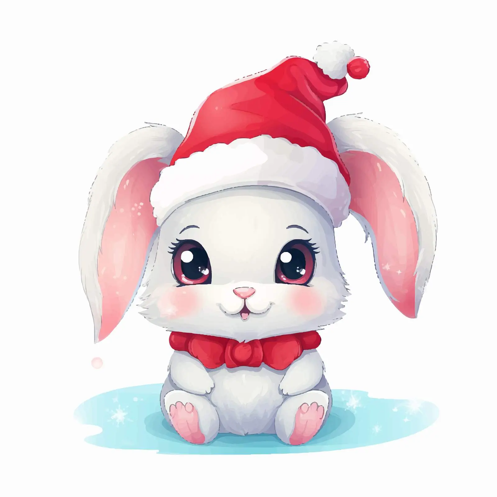 Cute Rabbit Wearing Christmas Santa Hat Vector — free download from Dotvec