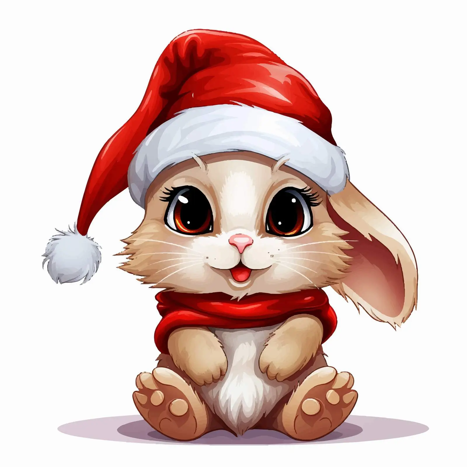 Cute Rabbit in Christmas Santa Hat Vector — free download from Dotvec