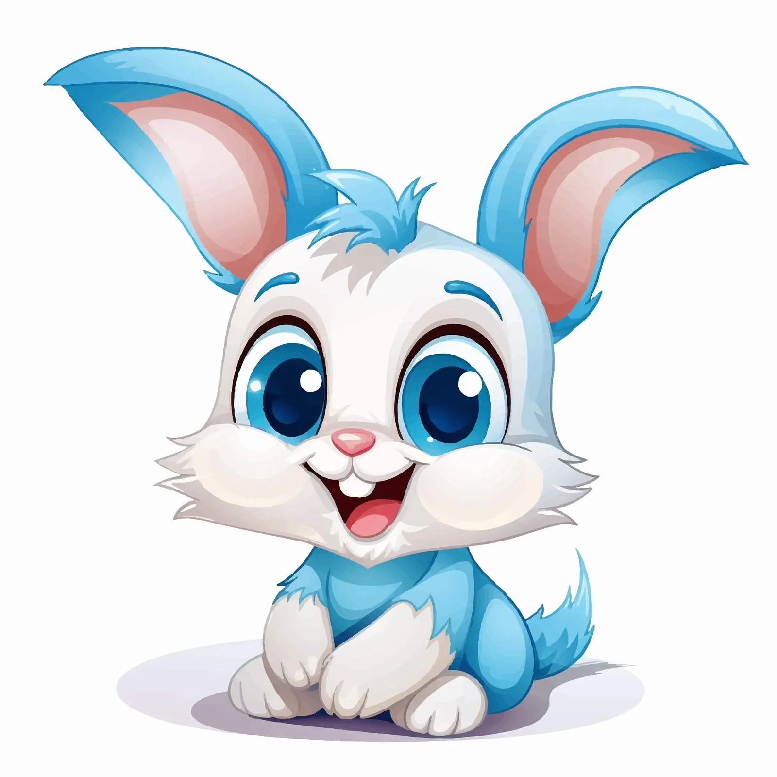 Cute Rabbit Smiling with Big Blue Eyes Vector — free download from Dotvec