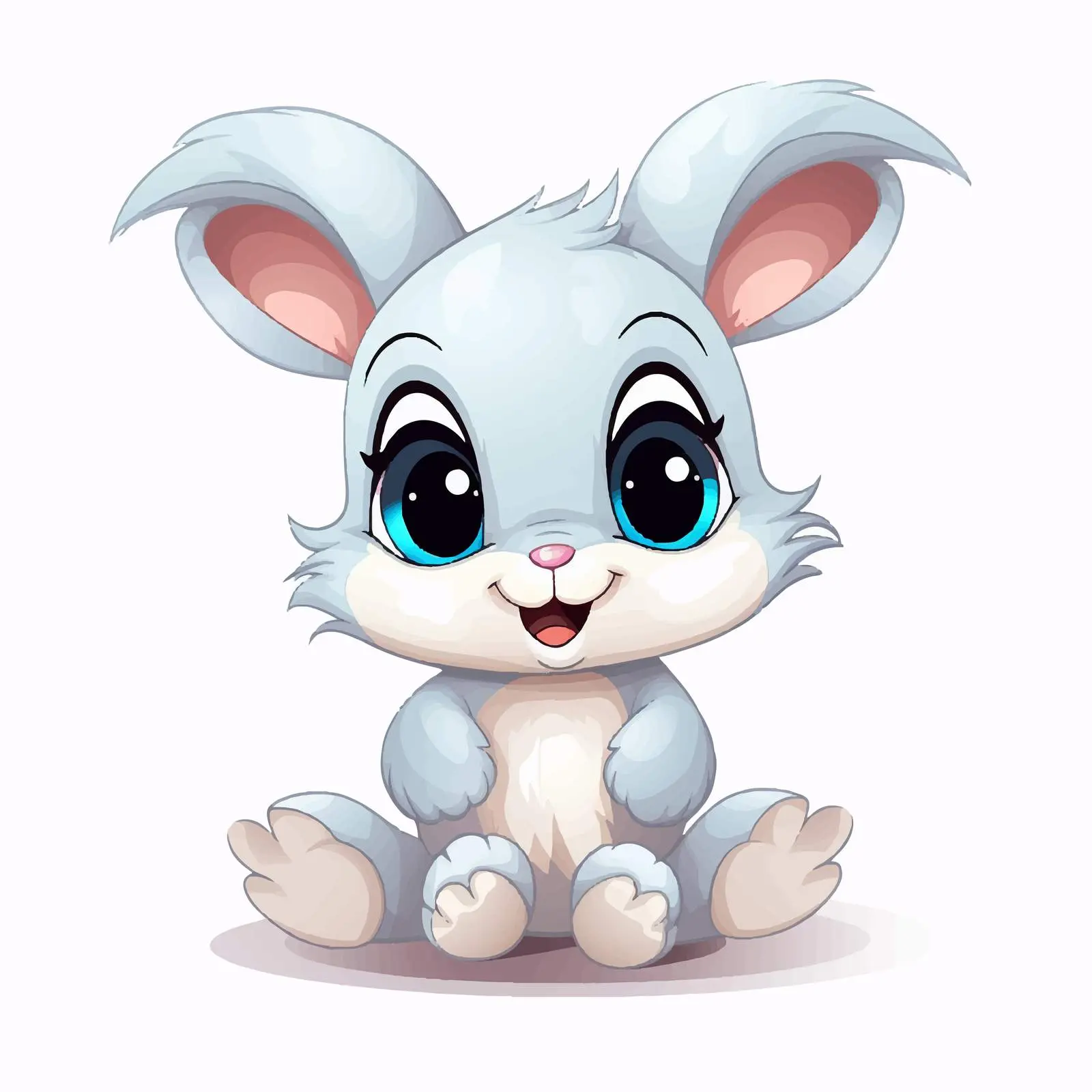 Smiling Cute Rabbit with Blue Eyes Vector Art — free download from Dotvec
