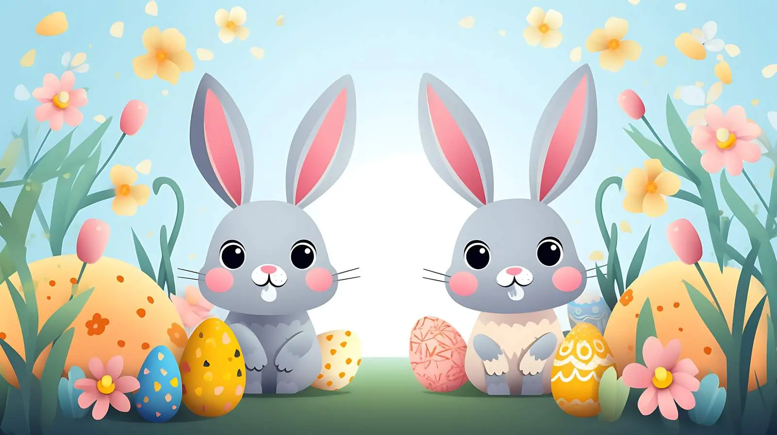 Spring Day Rabbit Cartoon Elements — free download from Dotvec