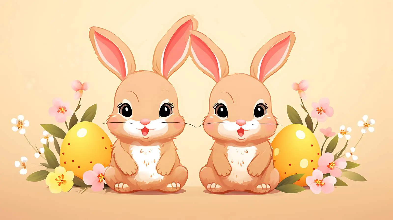 Adorable Spring Cartoon Rabbits — free download from Dotvec