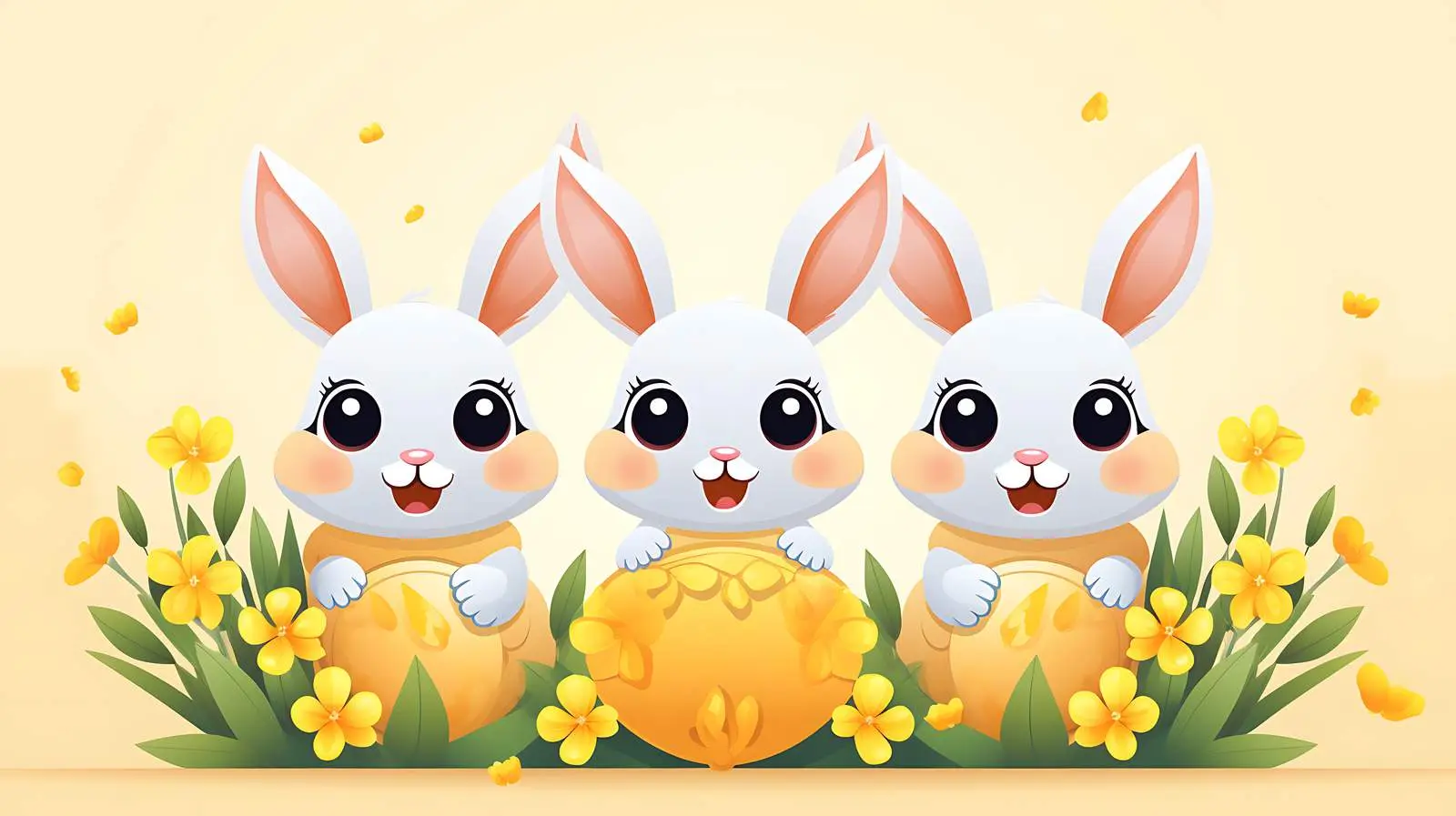 Charming Spring Rabbits Cartoon — free download from Dotvec