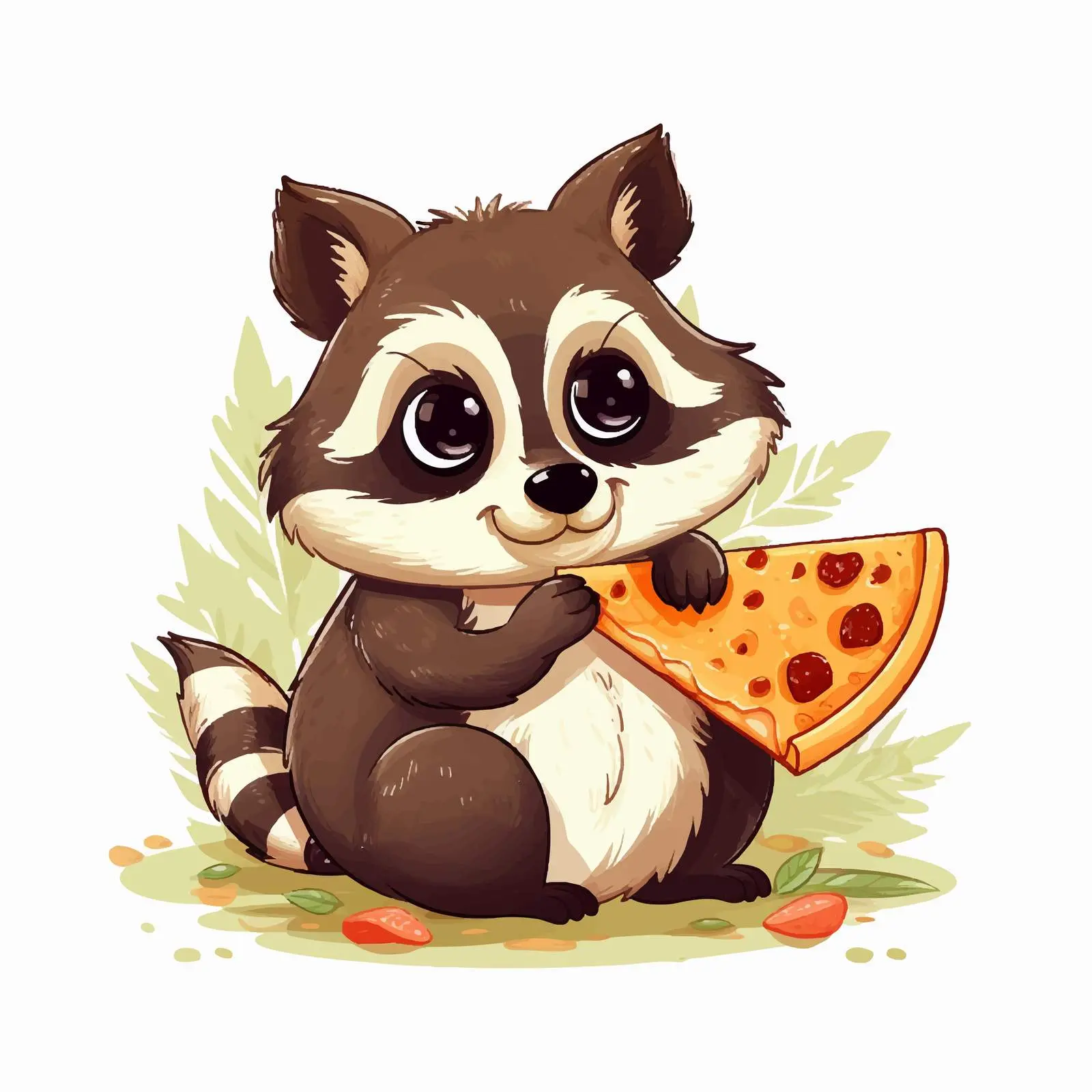 Adorable Raccoon Enjoying a Slice of Pizza — free download from Dotvec